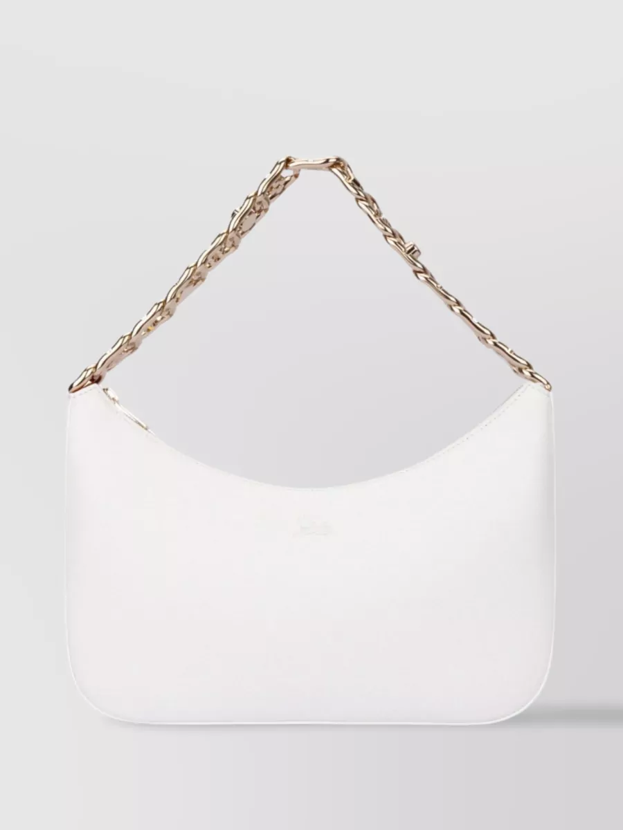 Shop Christian Louboutin Elegantly Curved Silhouette With Chain Strap In White