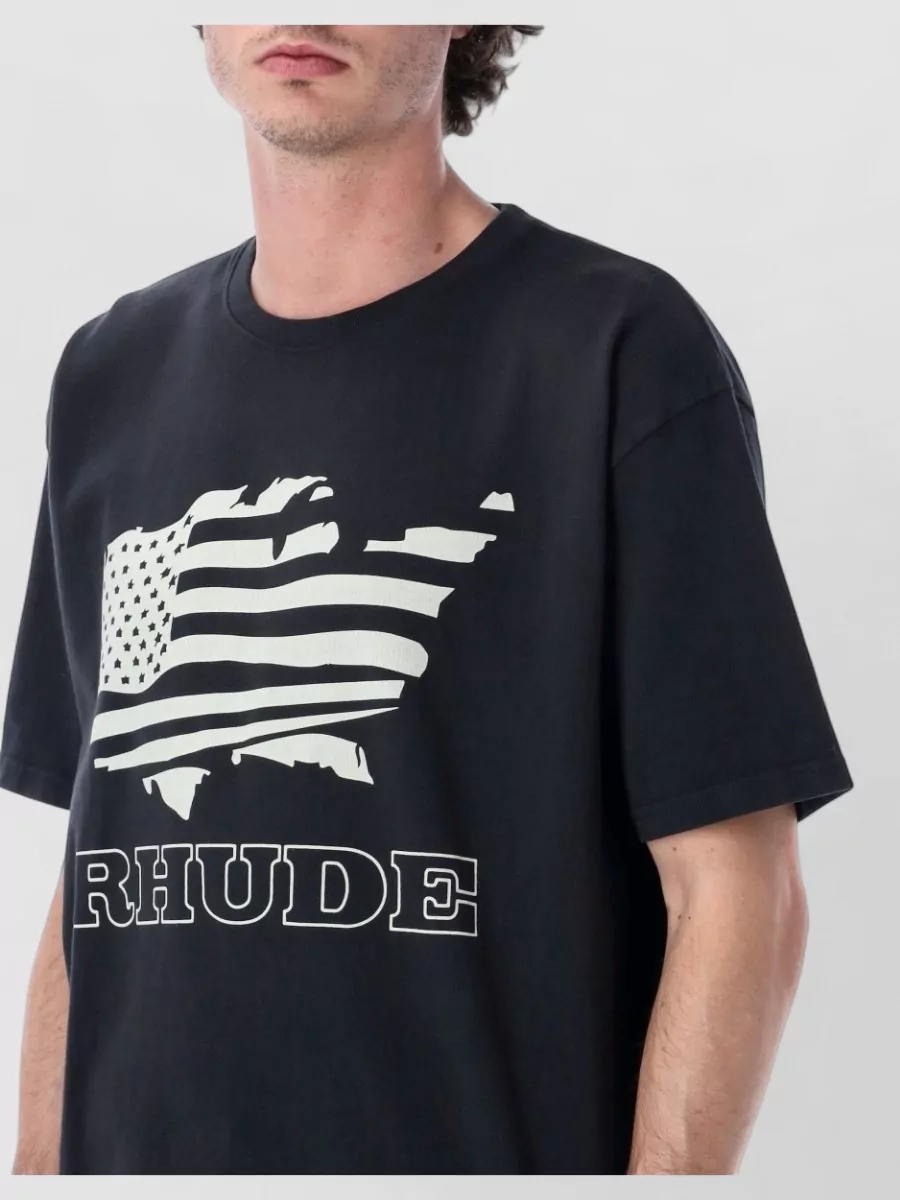 Rhude Printed Cotton Jersey Crew Neck Short Sleeve T-Shirt