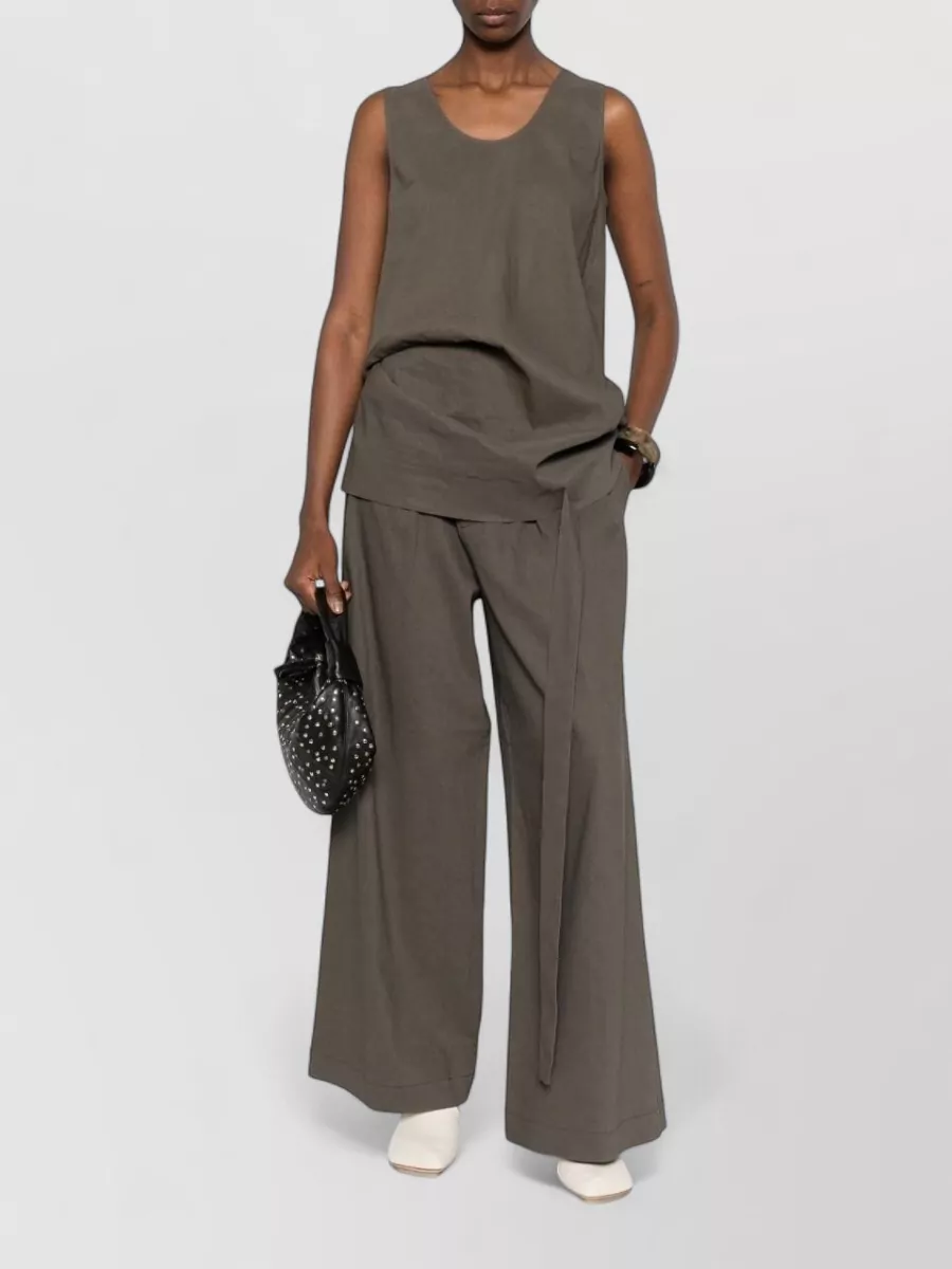 Uma Wang Linen Blend Sleeveless Asymmetric Tie Detail Top