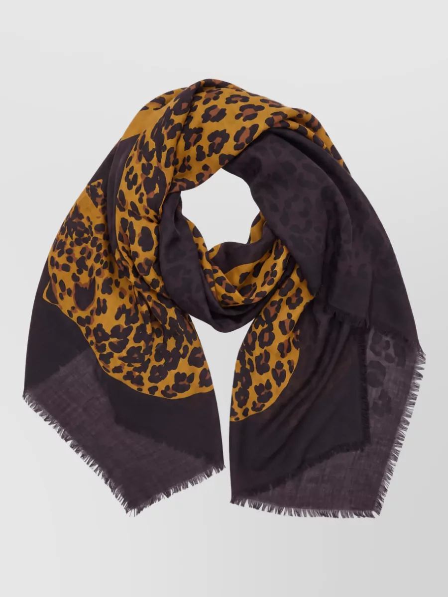 Saint Laurent Wool leopard-print square scarf