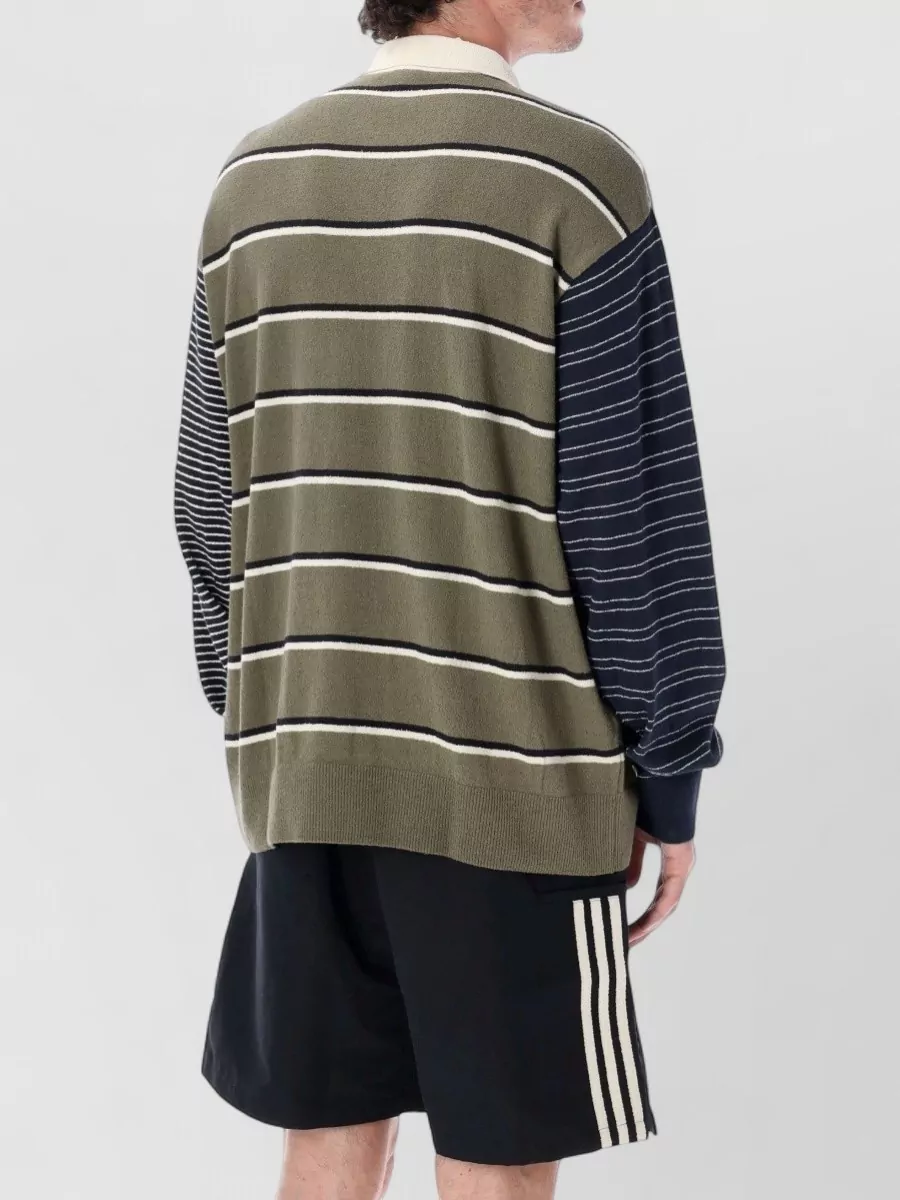 Adidas Originals Striped Oversized Long-Sleeve Polo Shirt