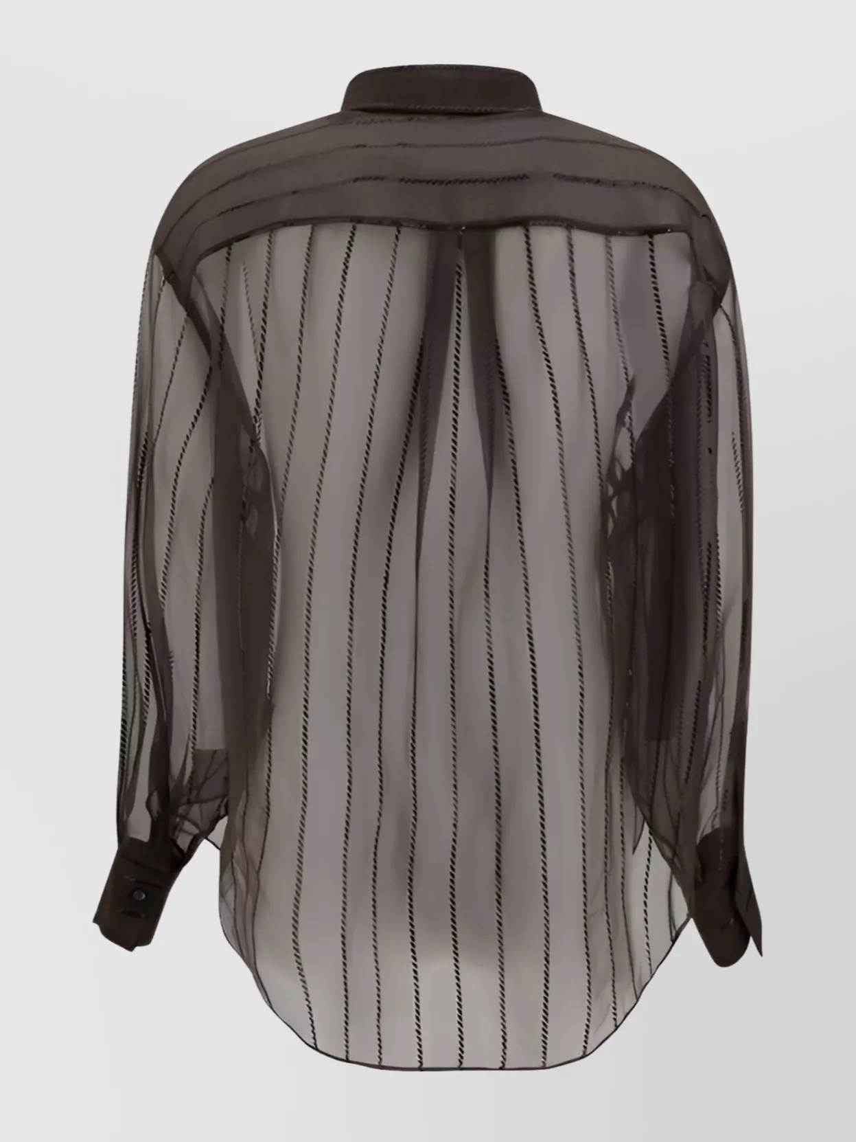 Brunello Cucinelli Sheer Silk Shirt Sequin Embellishments In Brown