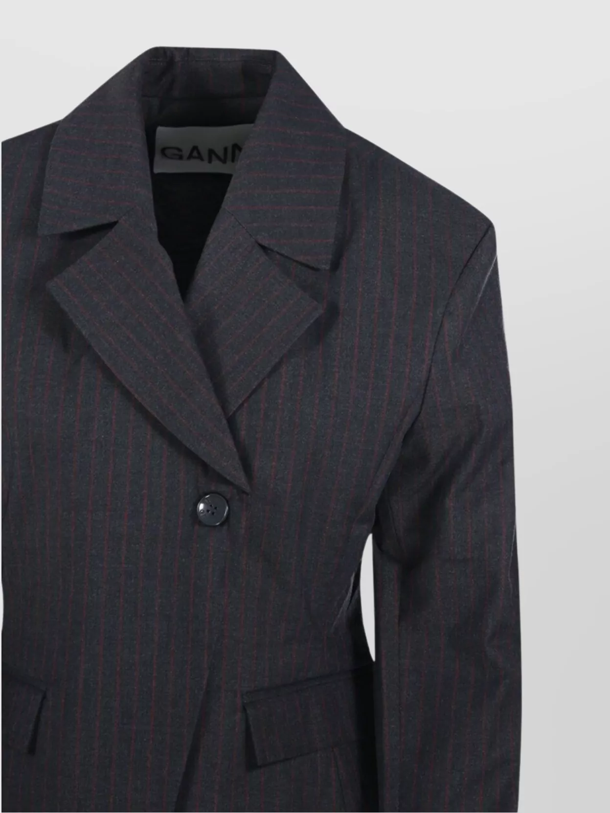 Ganni Striped Blazer Featuring Front Pockets