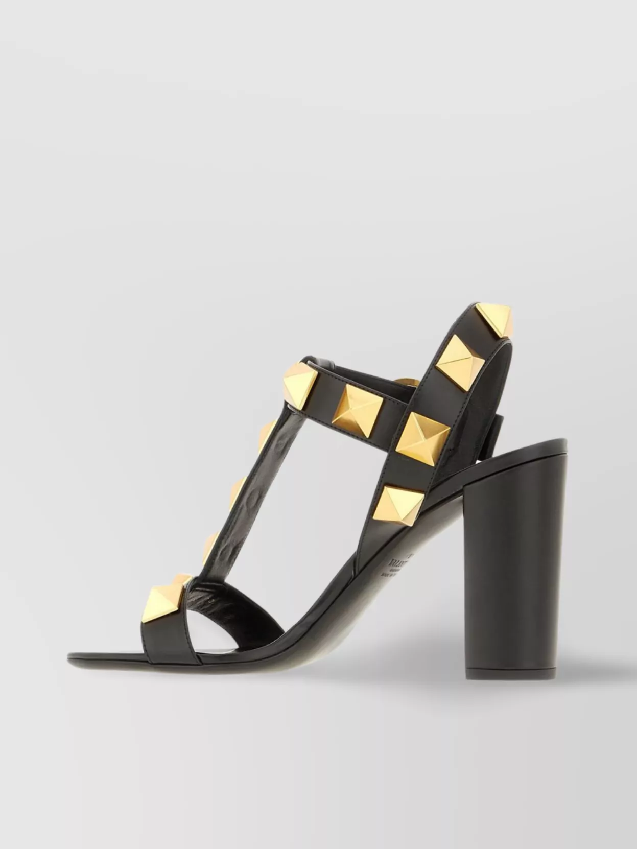 Shop Valentino Leather Sandals With Block Heel And Studded Embellishments In Brown