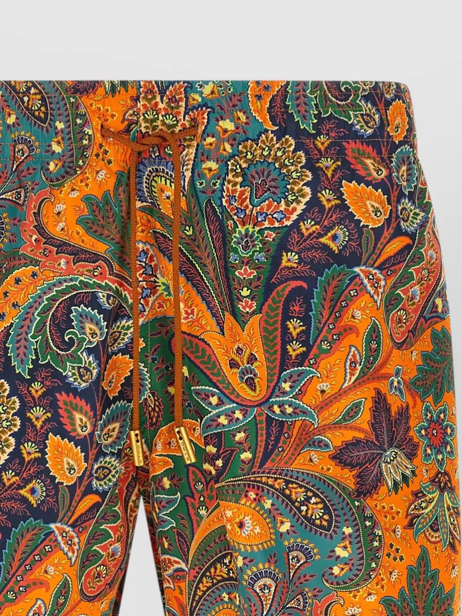 Etro Paisley Pattern Swimsuit Elastic Waistband Pockets