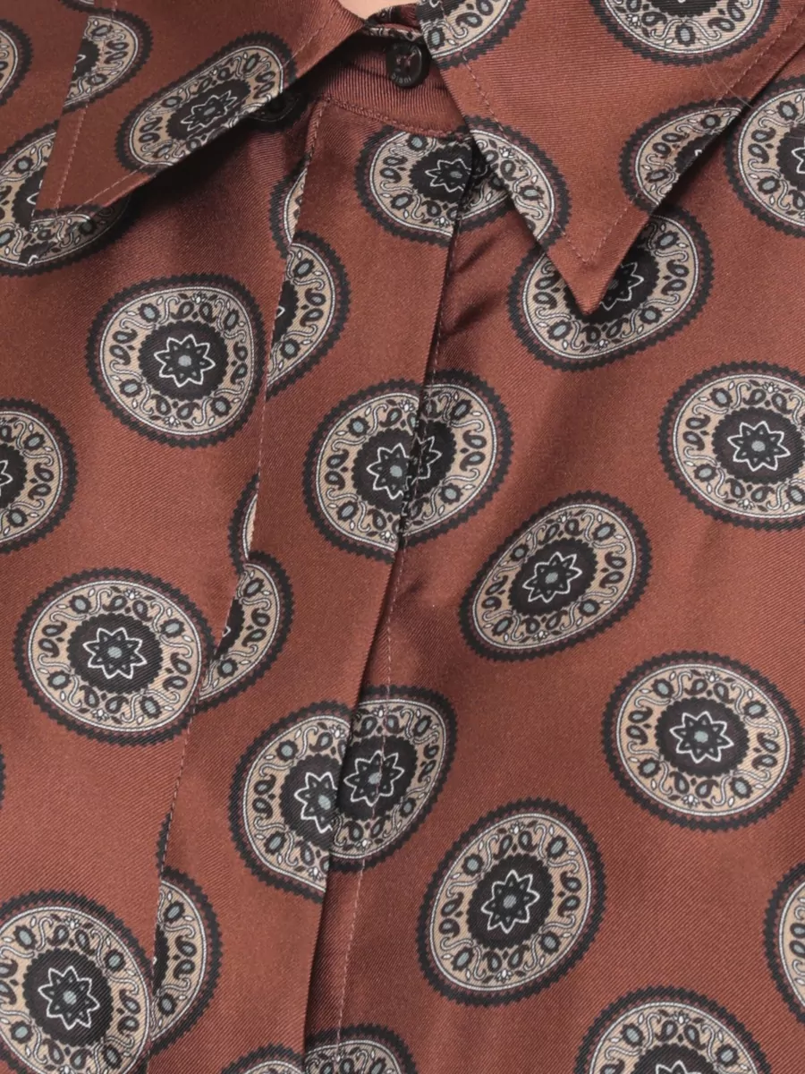 Alberto Biani Printed Silk Long-Sleeve Shirt