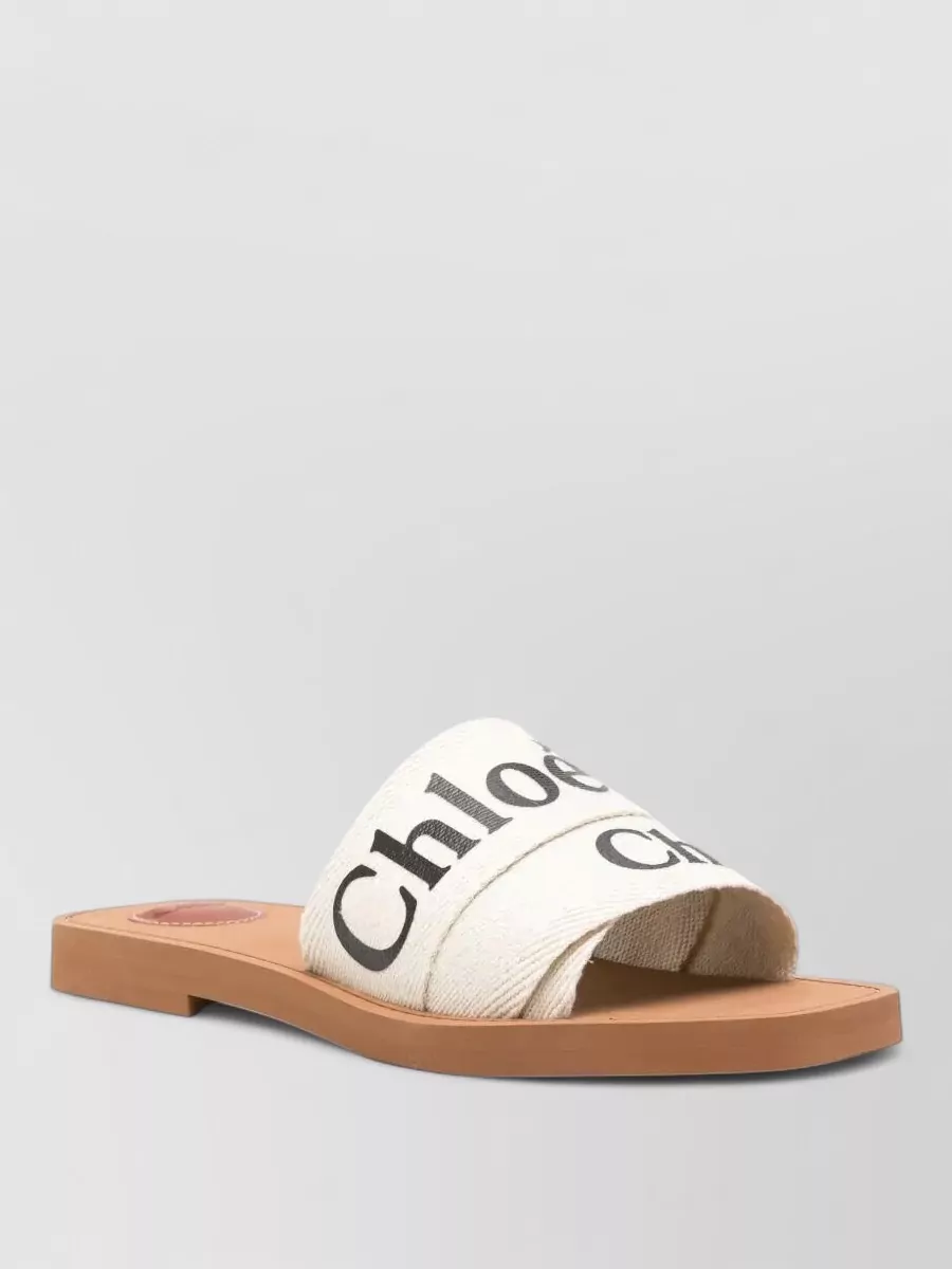 Chloé linen flat slides