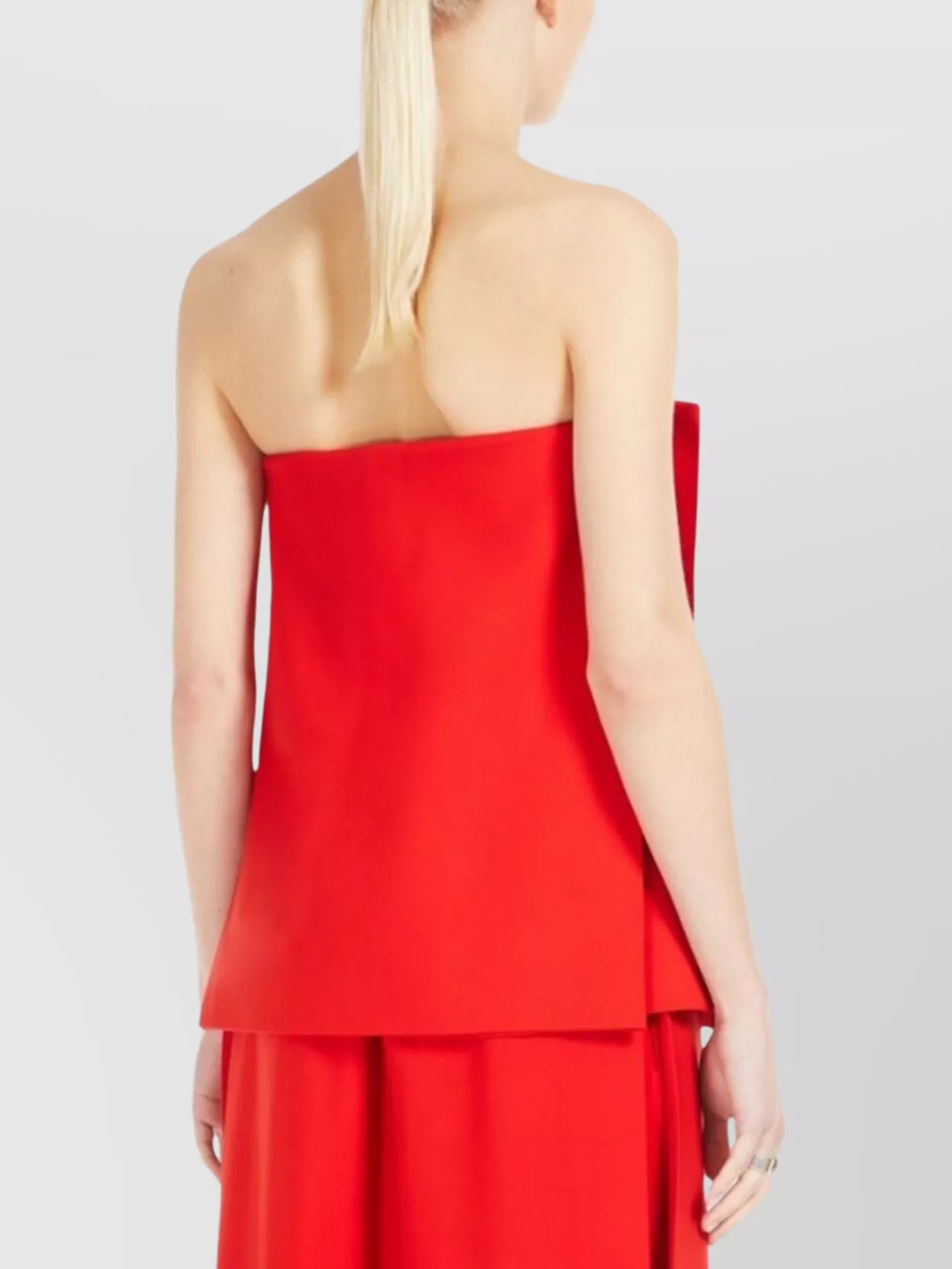 Sportmax Strapless Flared Crop Top With Leather Straps