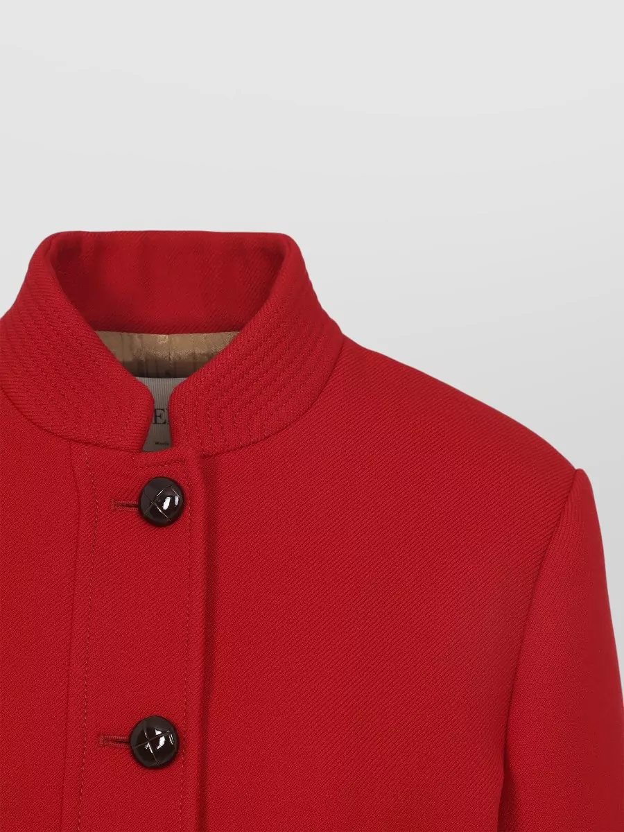 Valentino Drill Caban Jacket Decorative Buttons Pockets