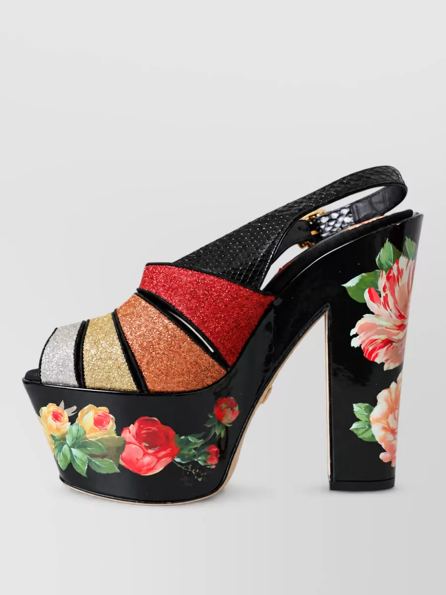 Dolce&Gabbana Floral Crystal Platform Sandals