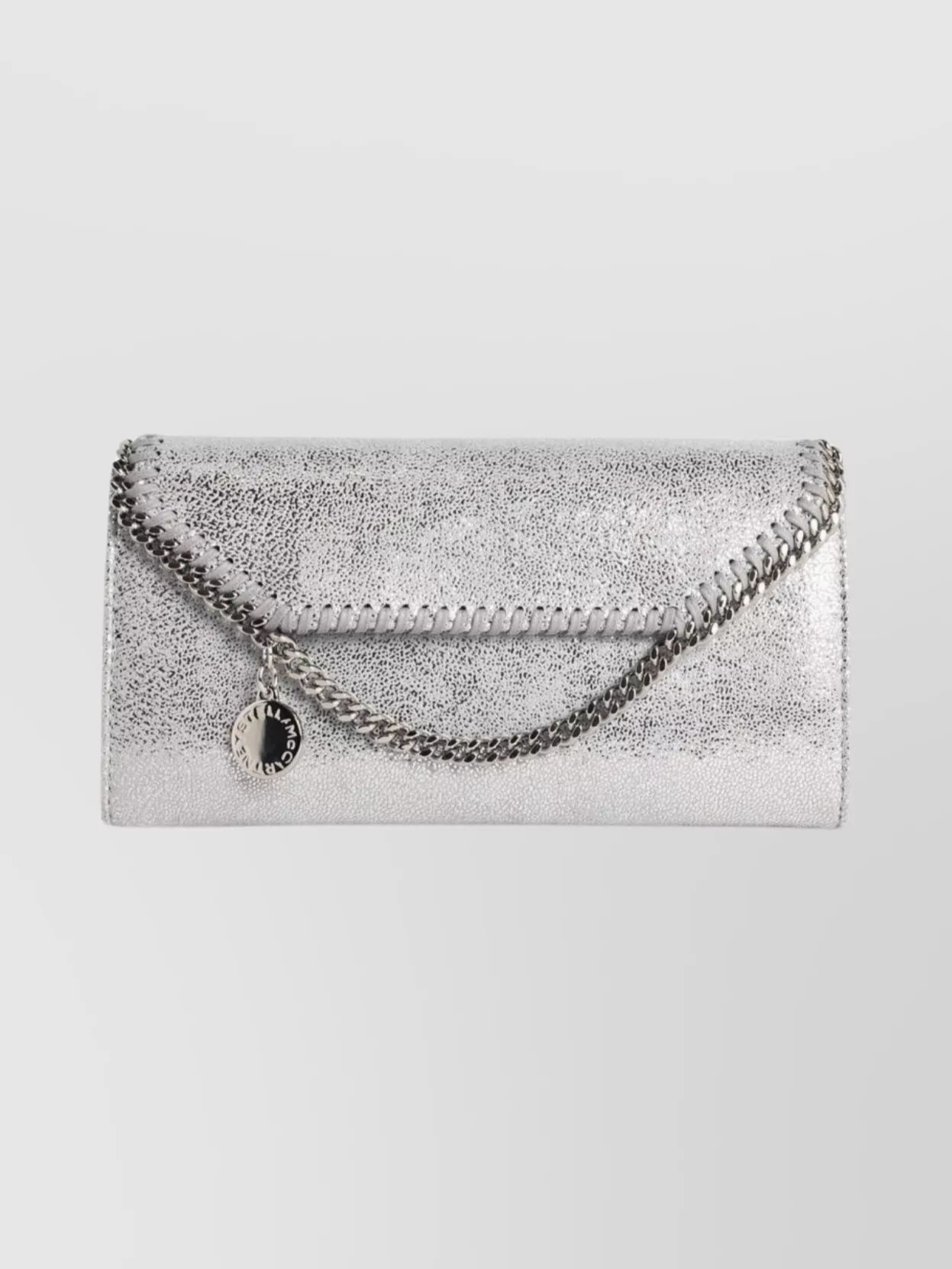 Stella Mccartney Crossbody Chain Wallet In Shaggy Deer In White