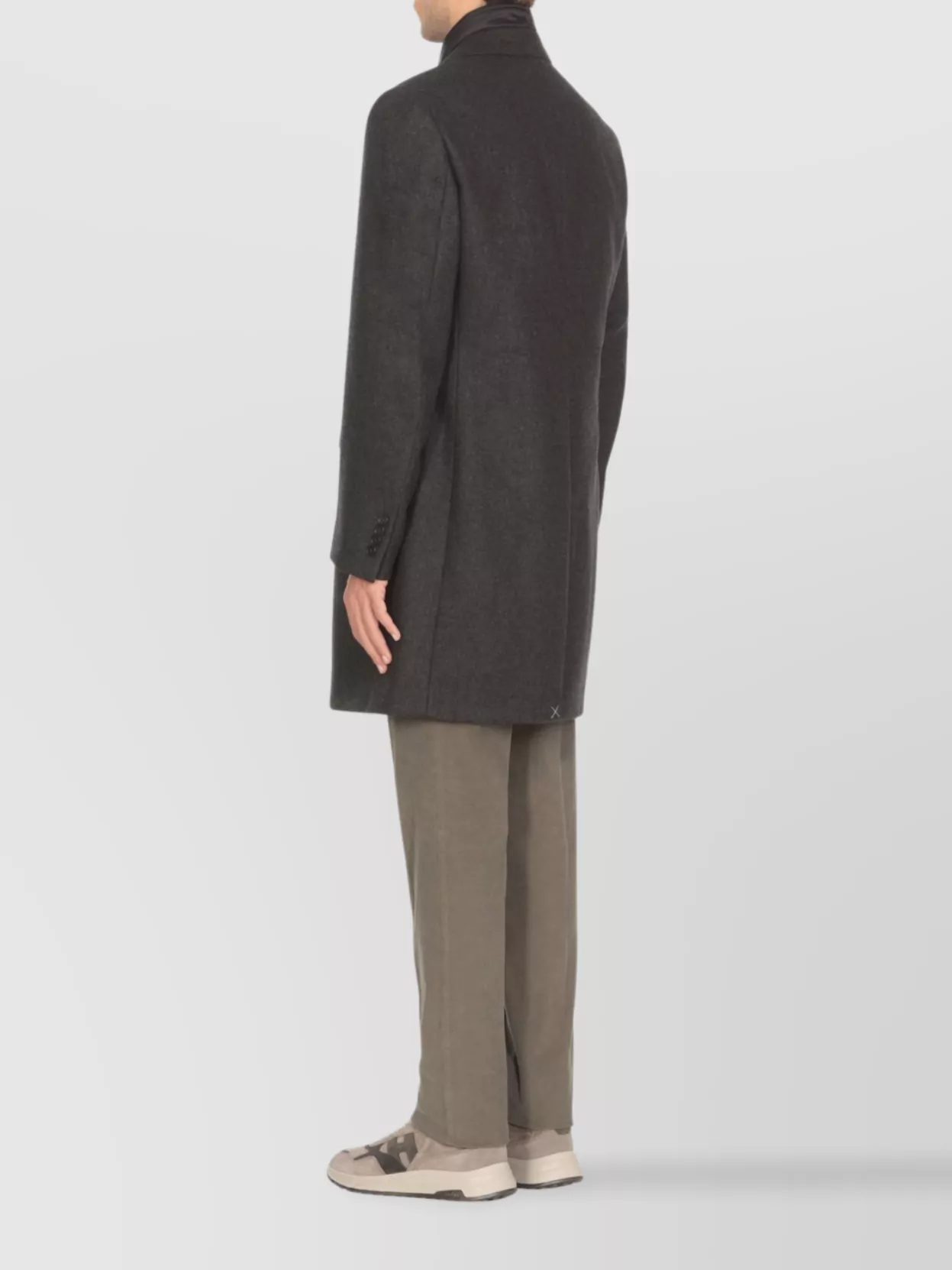 Fay Wool Coat With Peak Lapel Collar