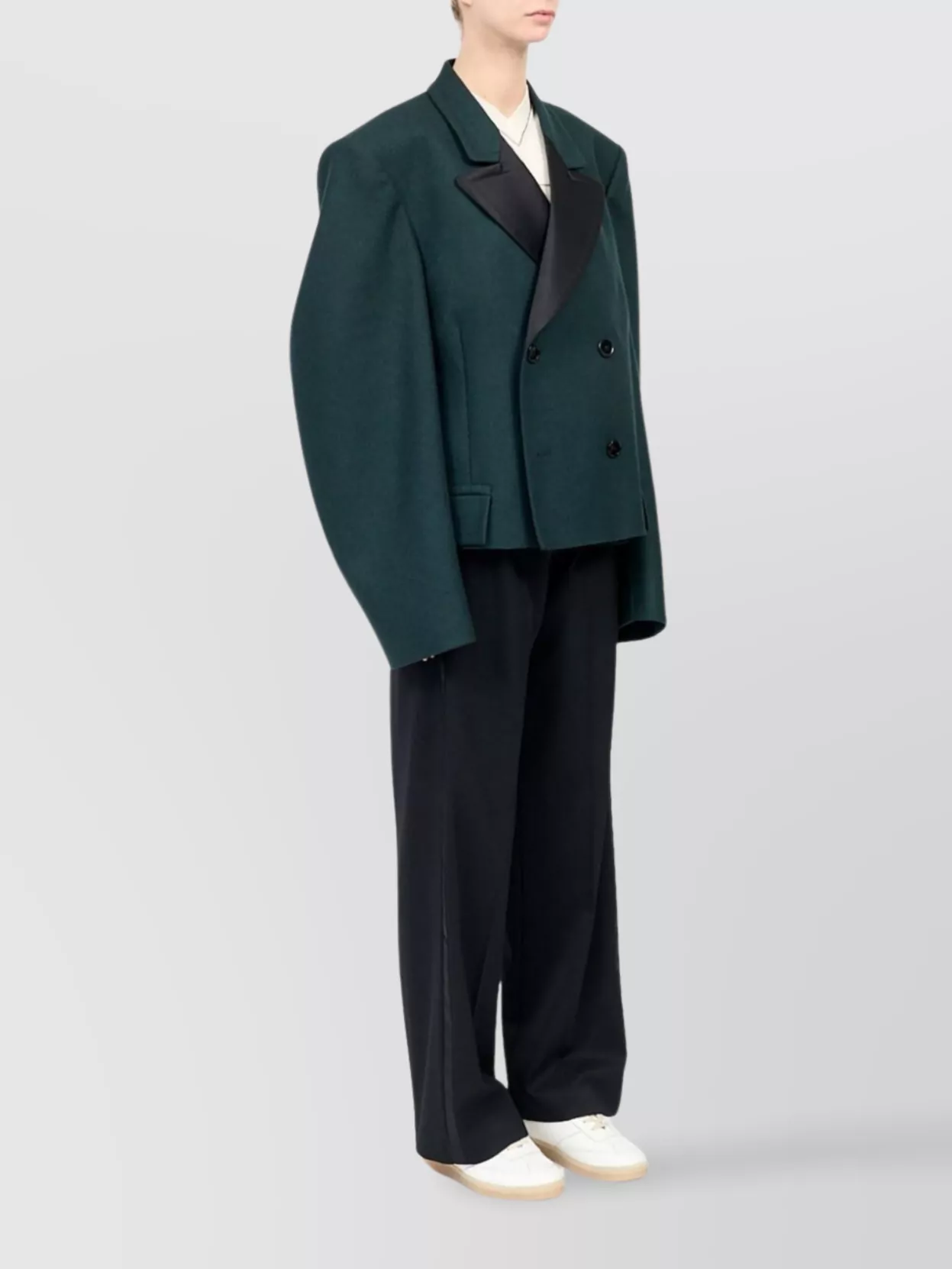 Mm6 Maison Margiela Oversized Wool Blend Blazer With Peak Lapels In Blue