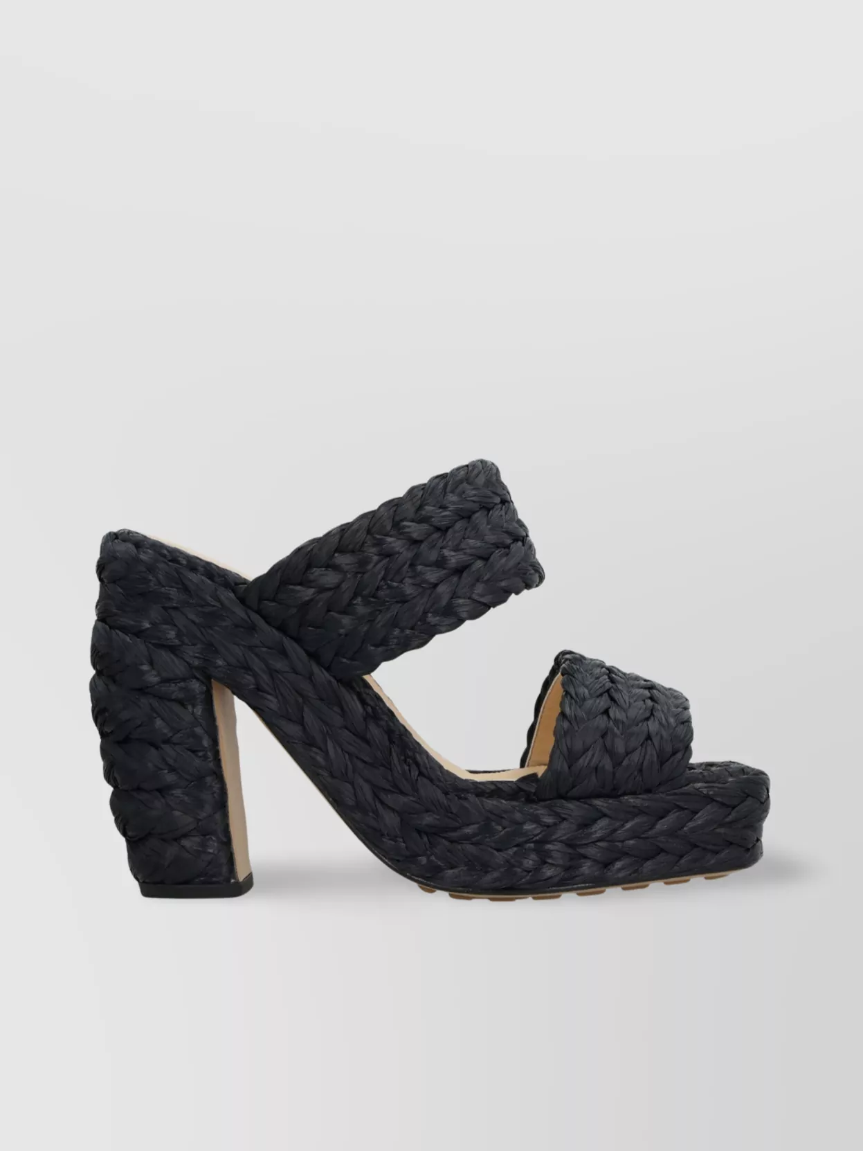 Bottega Veneta Black Raffia Heels