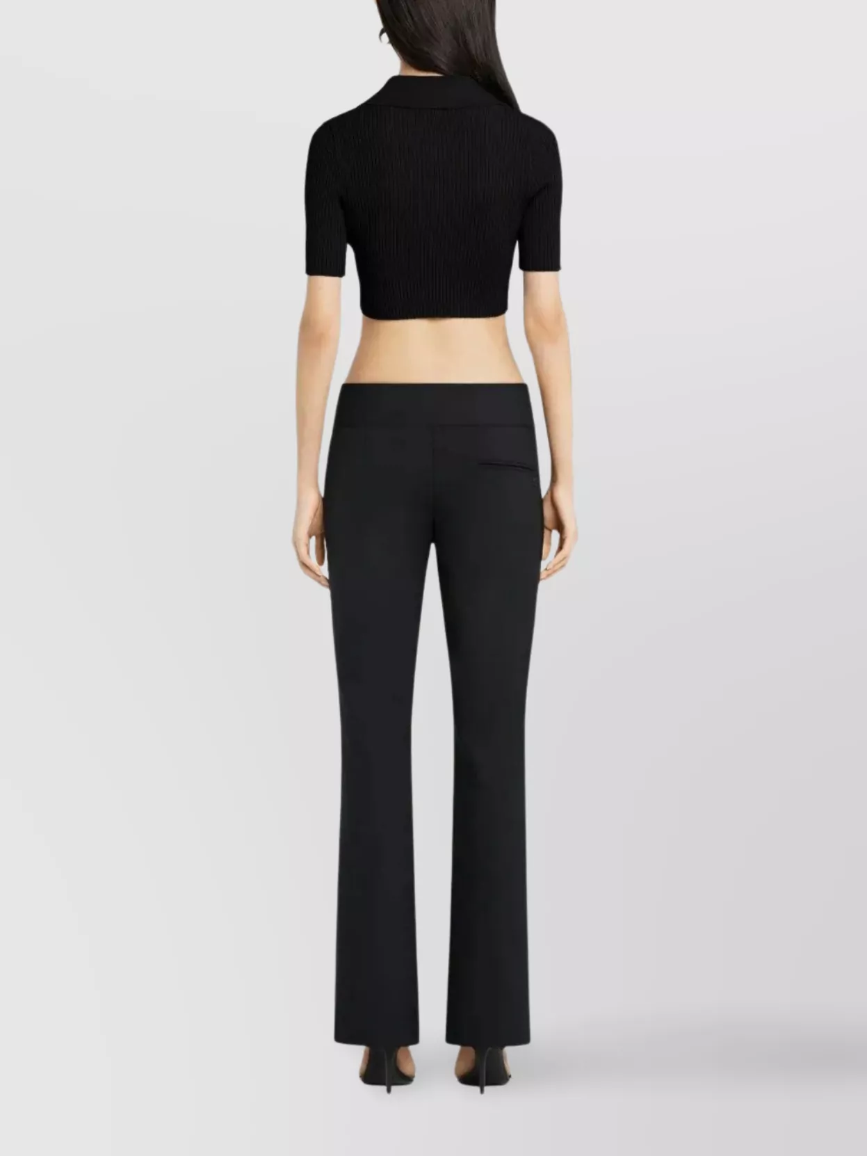 Courrèges Ribbed Knit Cropped Polo Top