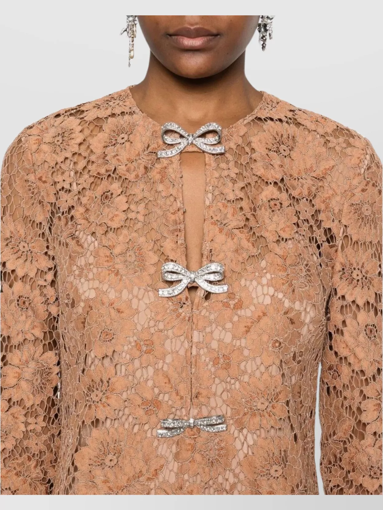 Shop Self-portrait Lace Bow Mini Dress