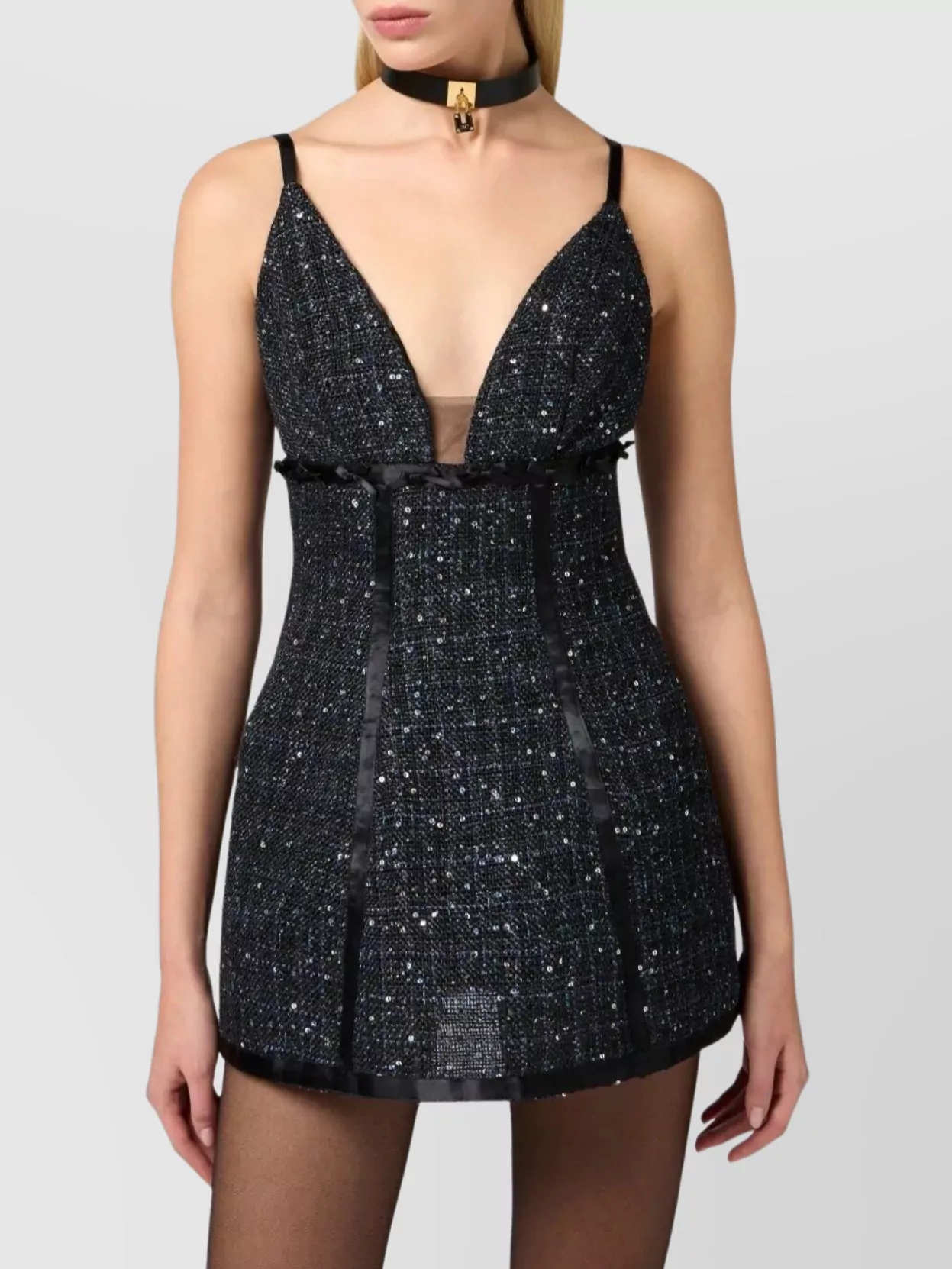 Elisabetta Franchi Sequin Embellished Tweed Dress