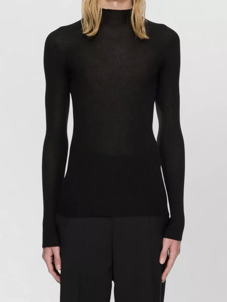 Rick Owens wool ribbed turtleneck long-sleeve t-shirt