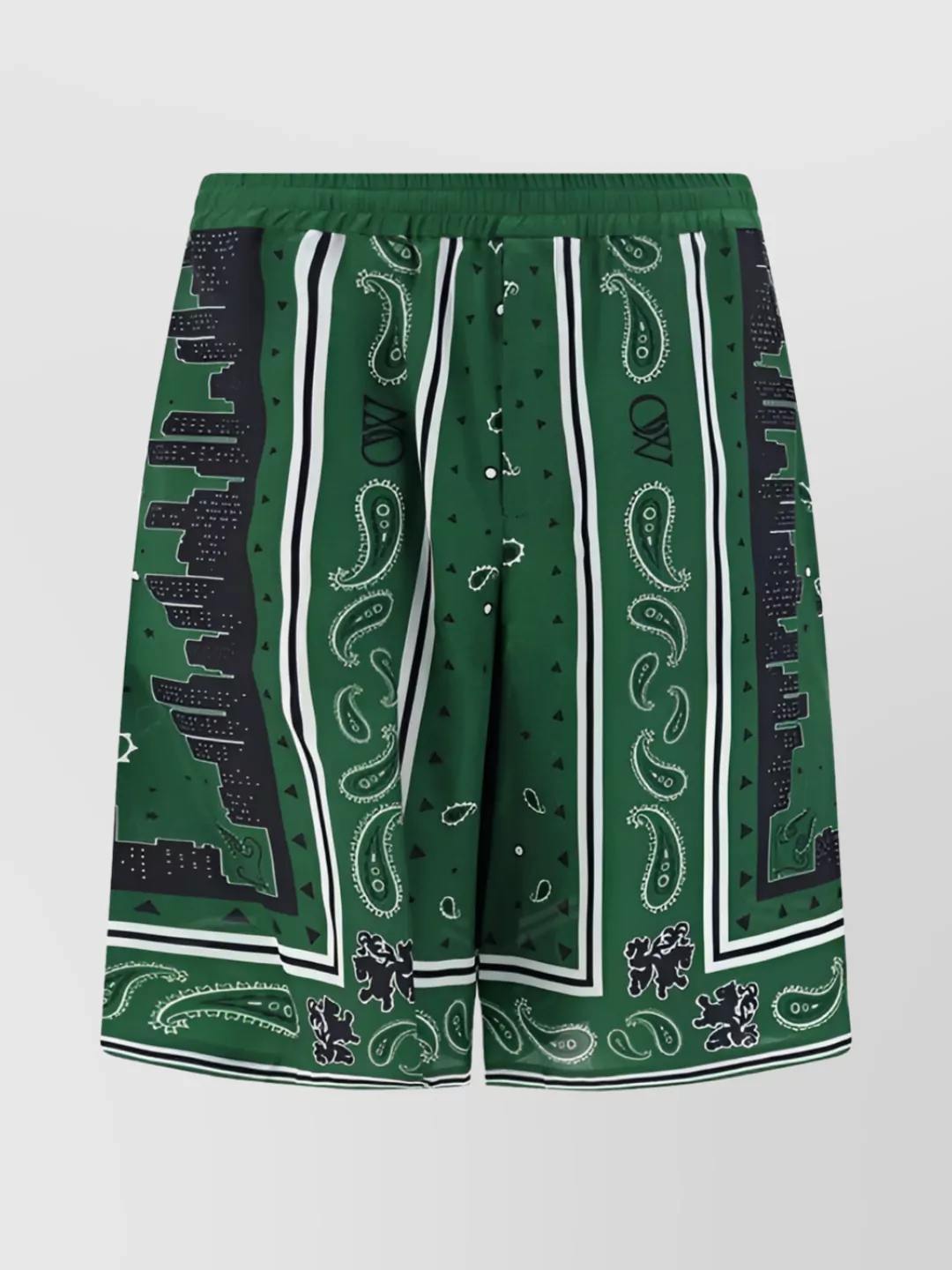 Shop Off-white Paisley Print Shorts Contrast Piping