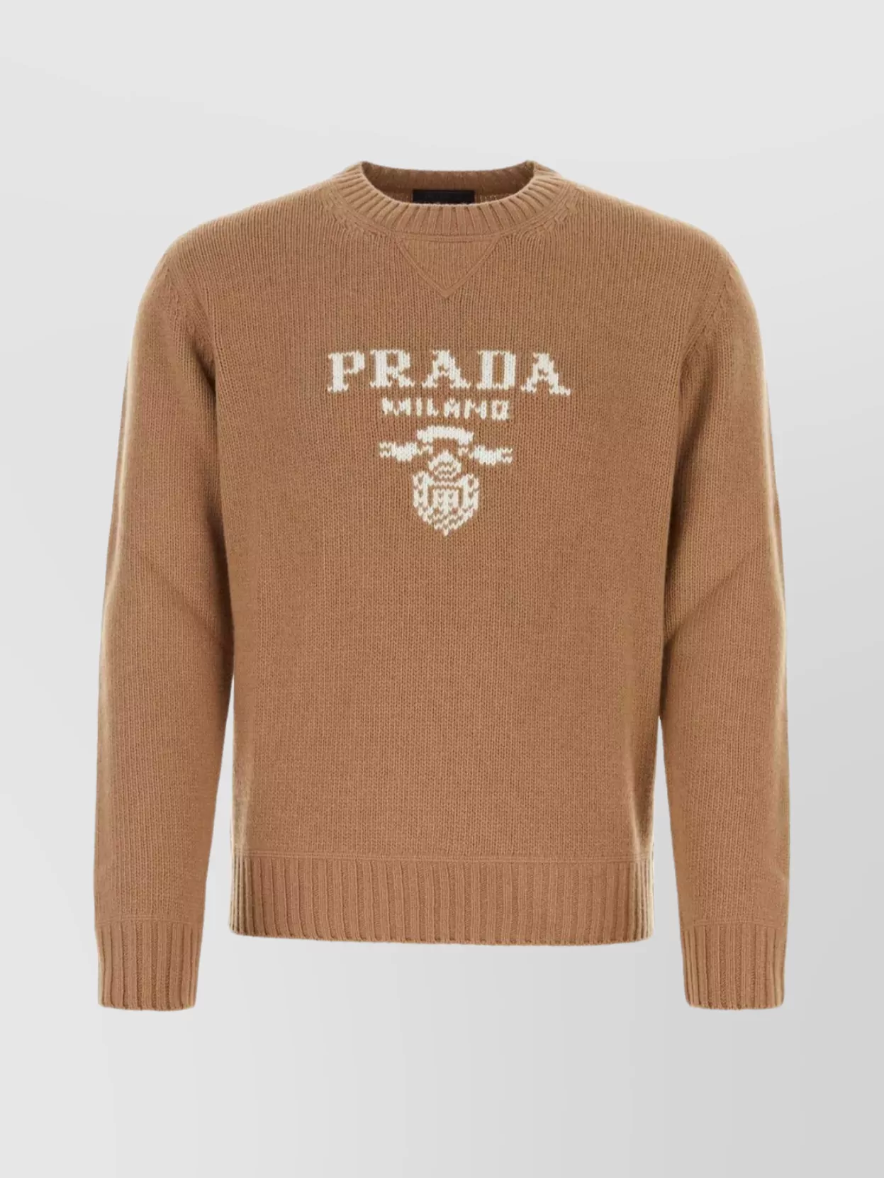 Shop Prada Crew Neck Wool Blend Sweater