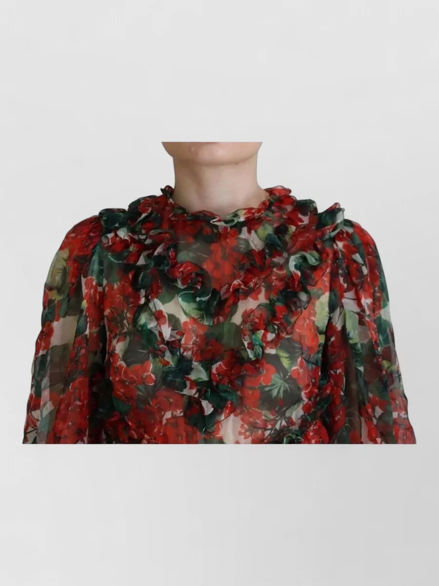 Dolce&Gabbana silk floral-print ruffled midi dress
