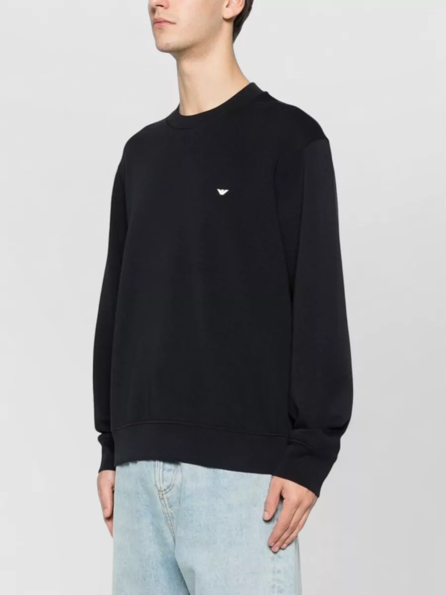 Emporio Armani Cotton Logo Embroidered Crewneck Sweatshirt