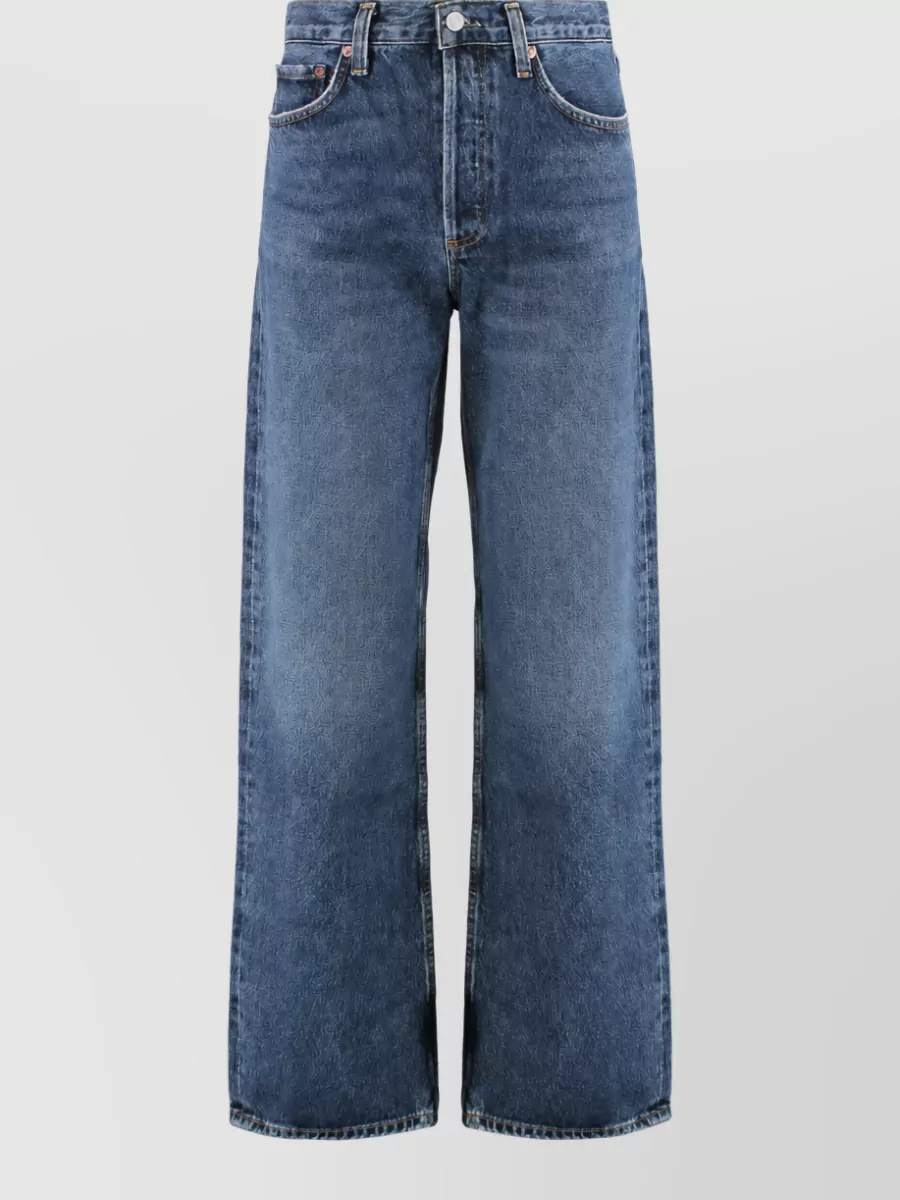 Agolde denim mid-rise wide-leg jeans