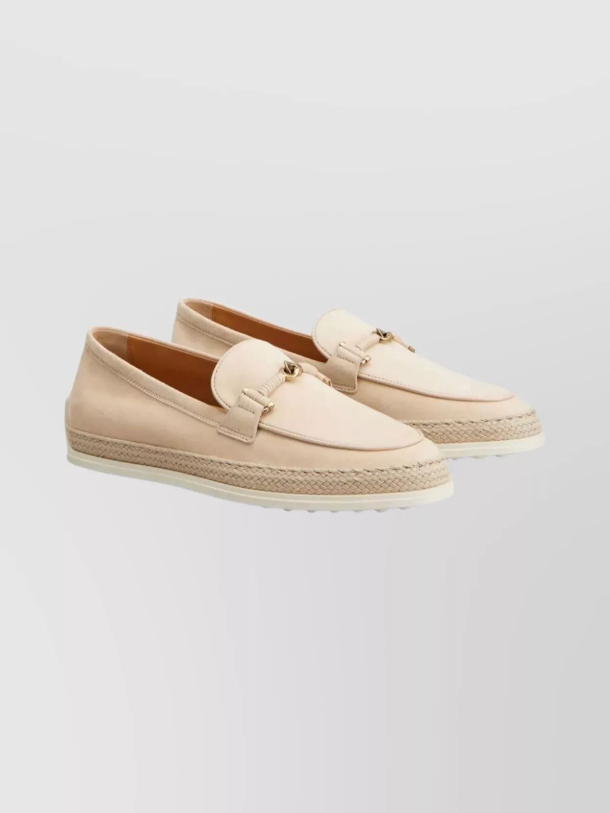 Tod's Round Toe Loafers Espadrille Sole In Neutral