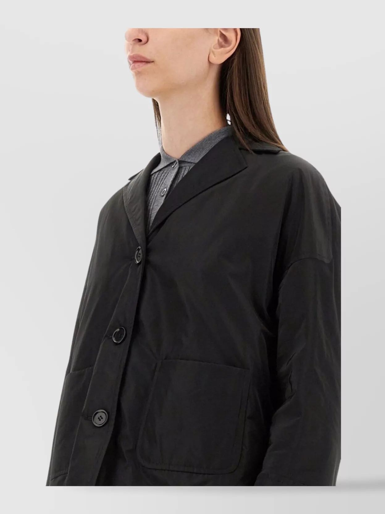 Aspesi Jacket With Front Pockets And Notched Lapels In Gray
