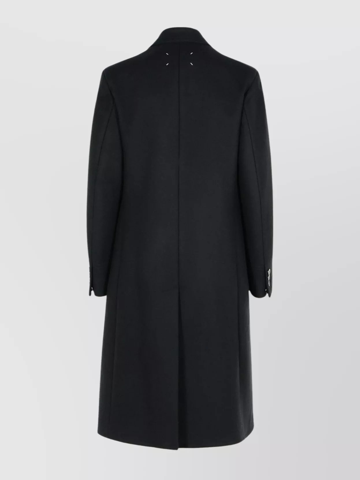 Maison Margiela Long Double Breasted Wool Coat In Black