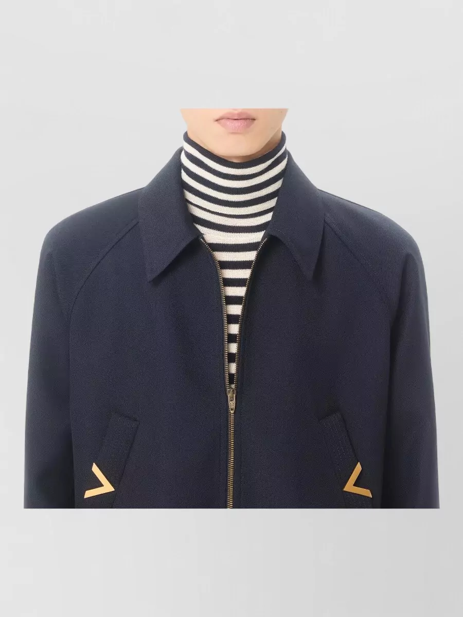 Valentino Garavani Nylon Bomber Jacket Vgold Logo Detail