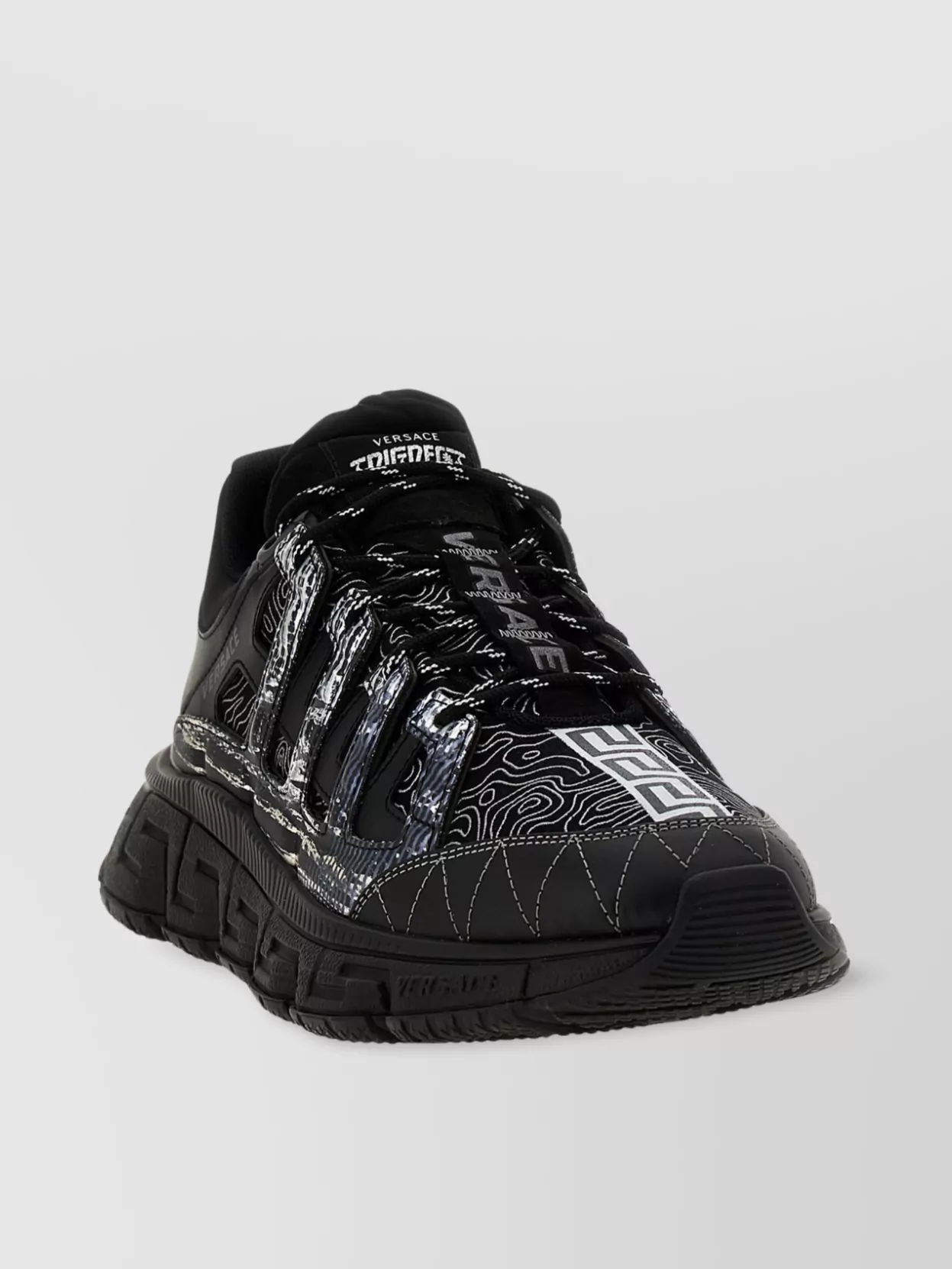 Versace Trigreca Low Top Sneakers In Black