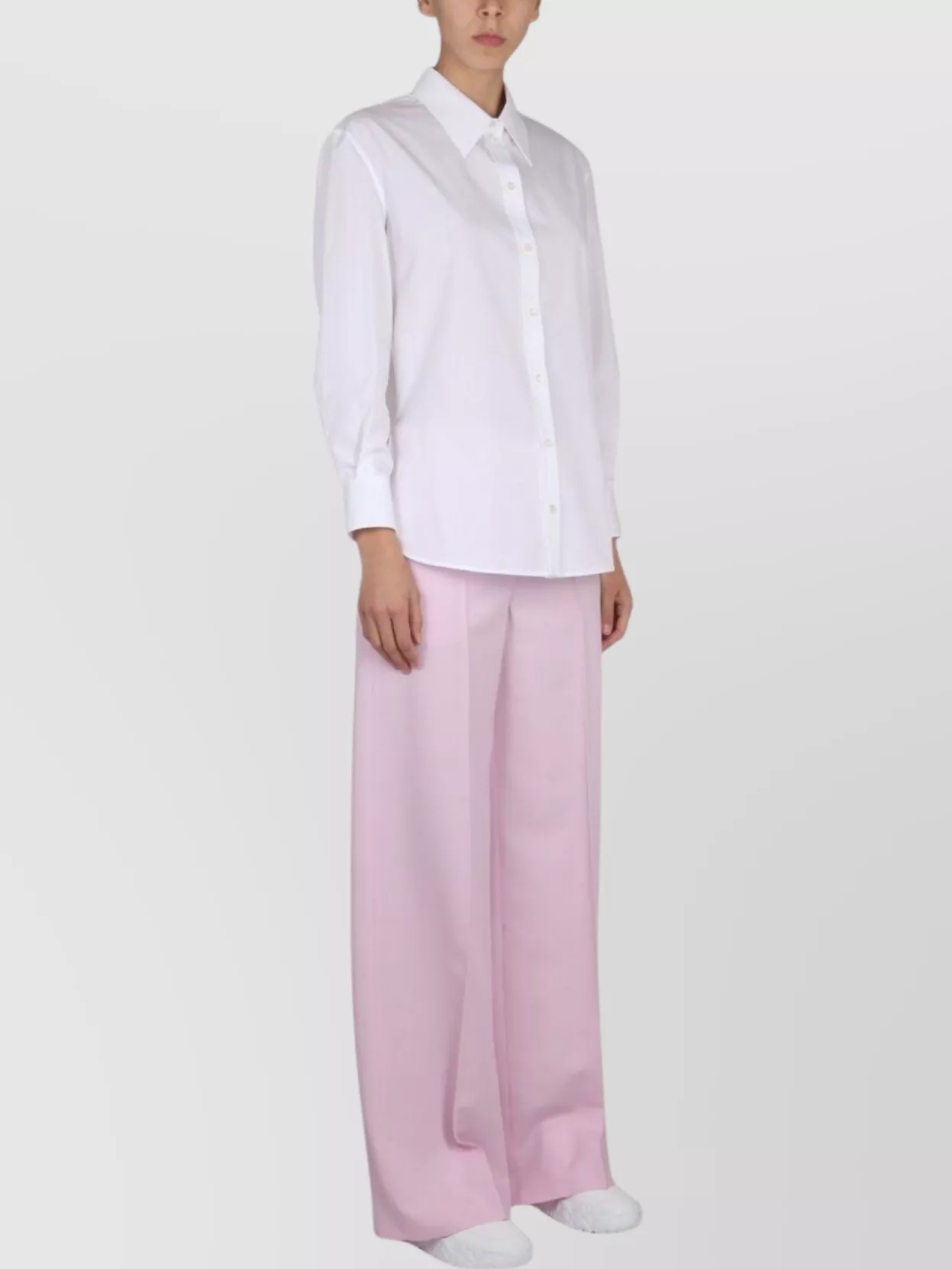 Alexander Mcqueen High Waist Wide Leg Trousers With Button Detail