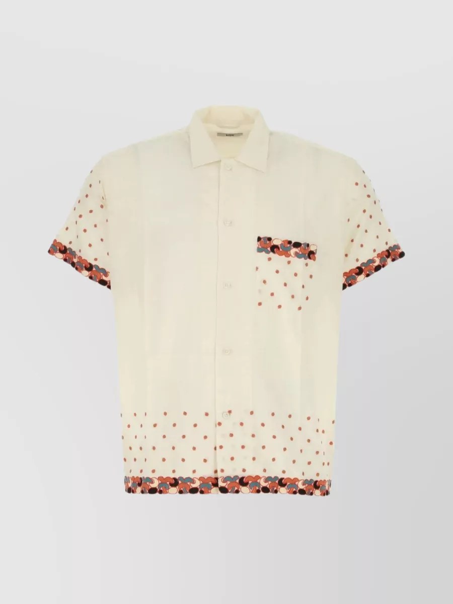 Shop Bode Embroidered Short-sleeve Cotton Shirt In Beige