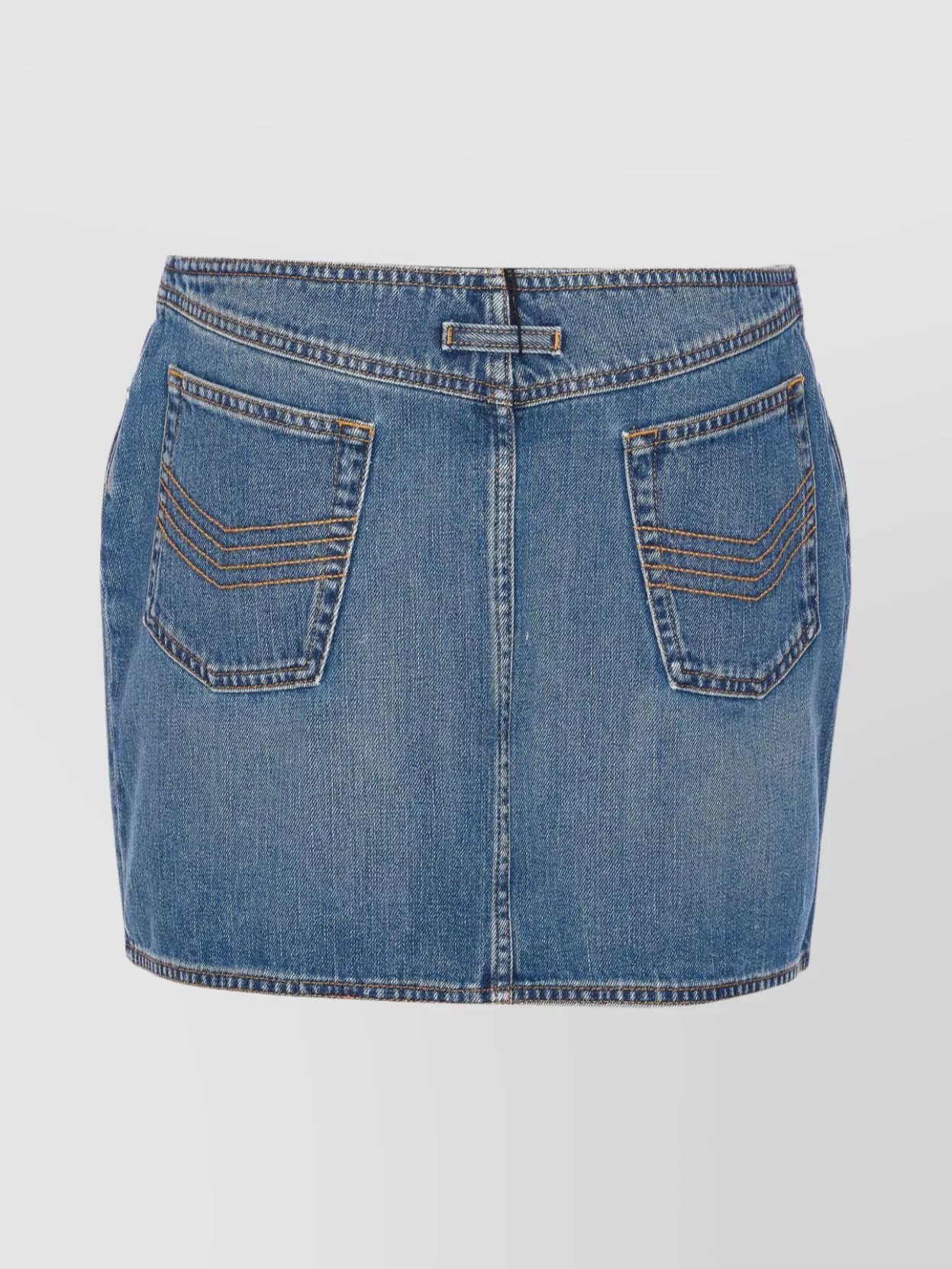 Jean Paul Gaultier Mini Denim Skirt With Pockets And Loops In Multi