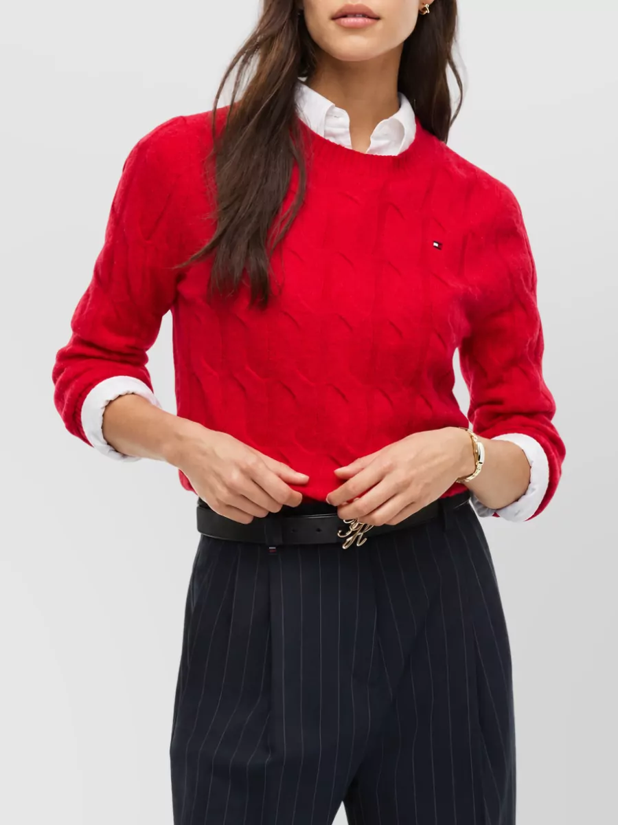 Tommy Hilfiger Wool Cable Knit Crew Neck Sweatshirt