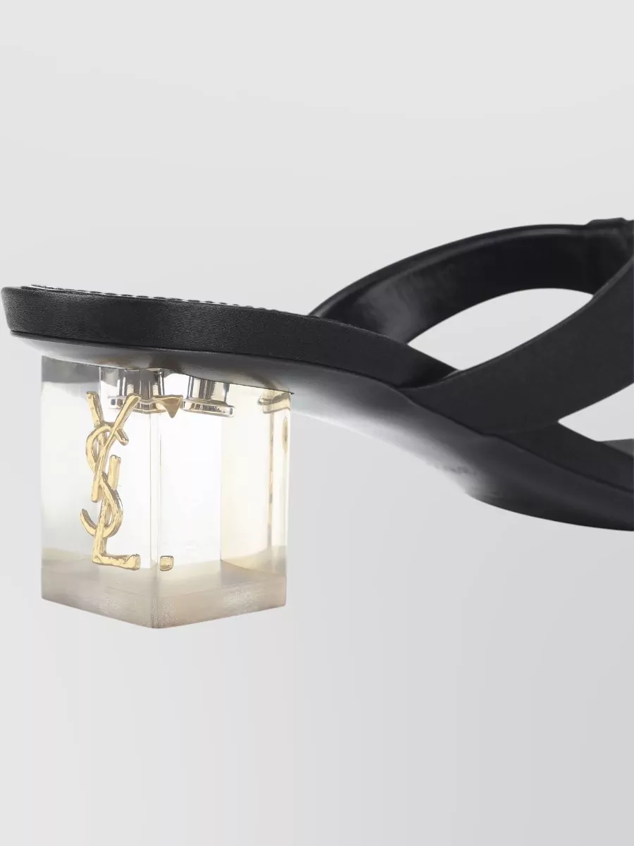 Saint Laurent Leather Satin Thong Mules