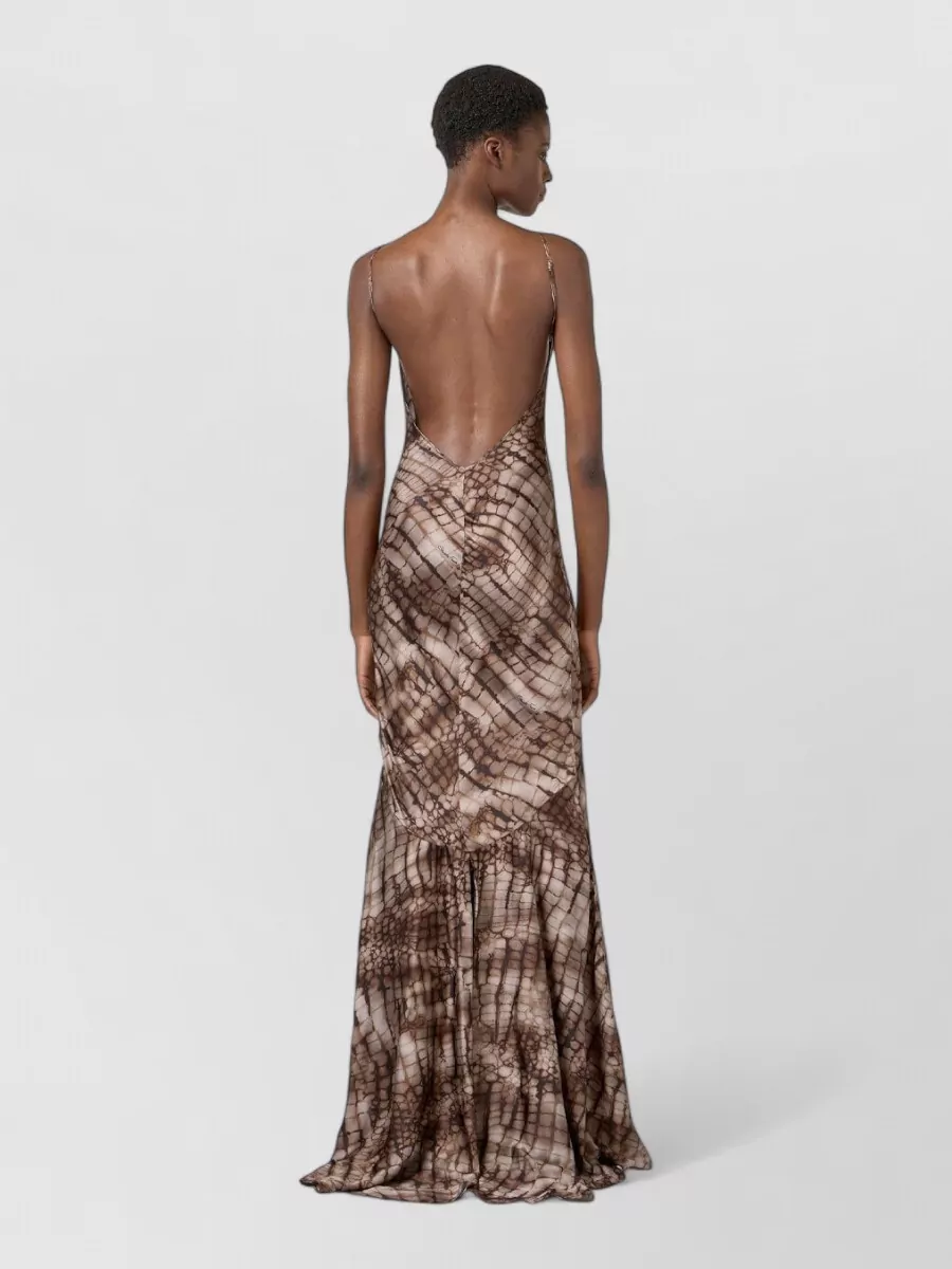 Elisabetta Franchi Stretch Satin Carpet Dress Tie Dye