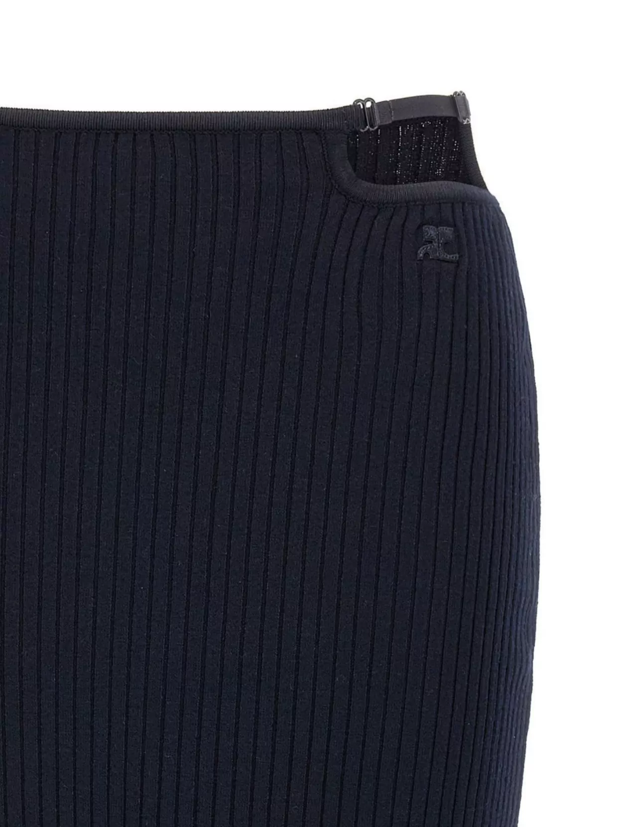 Courrèges High Waist Ribbed Knit Midi Skirt