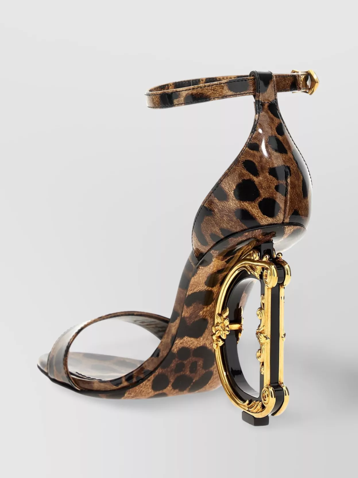 Dolce & Gabbana Animal Print Logo Heel Sandals