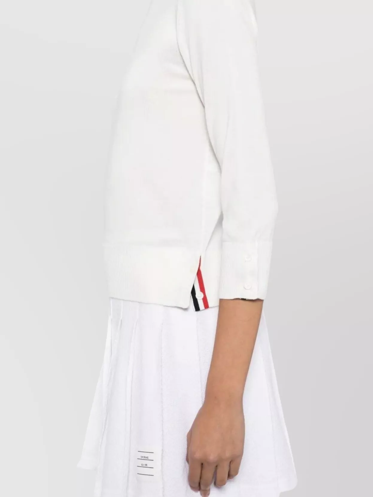 Thom Browne 3/4 Sleeve Crew Neck Cotton Pullover