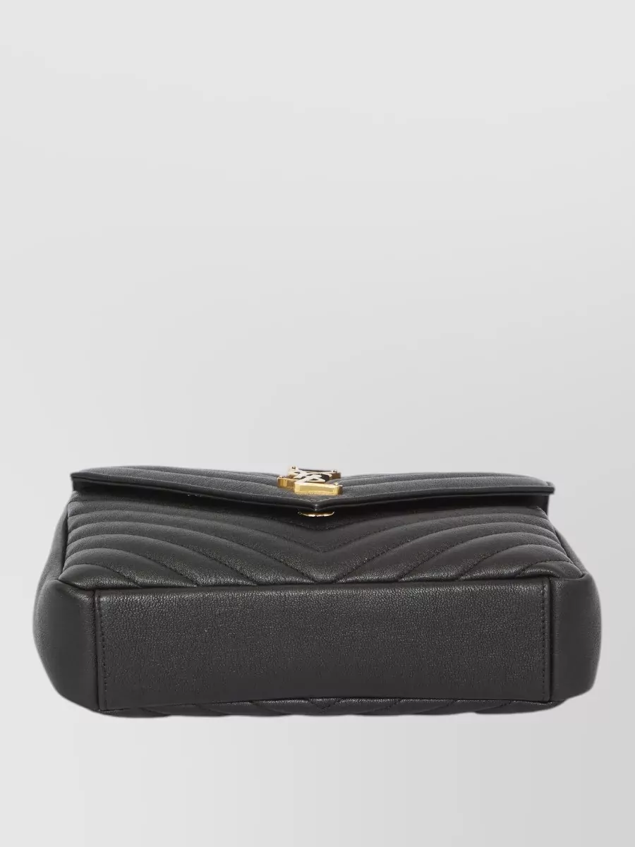 Saint Laurent College Medium Chevron-Quilted Lambskin Shoulder Bag