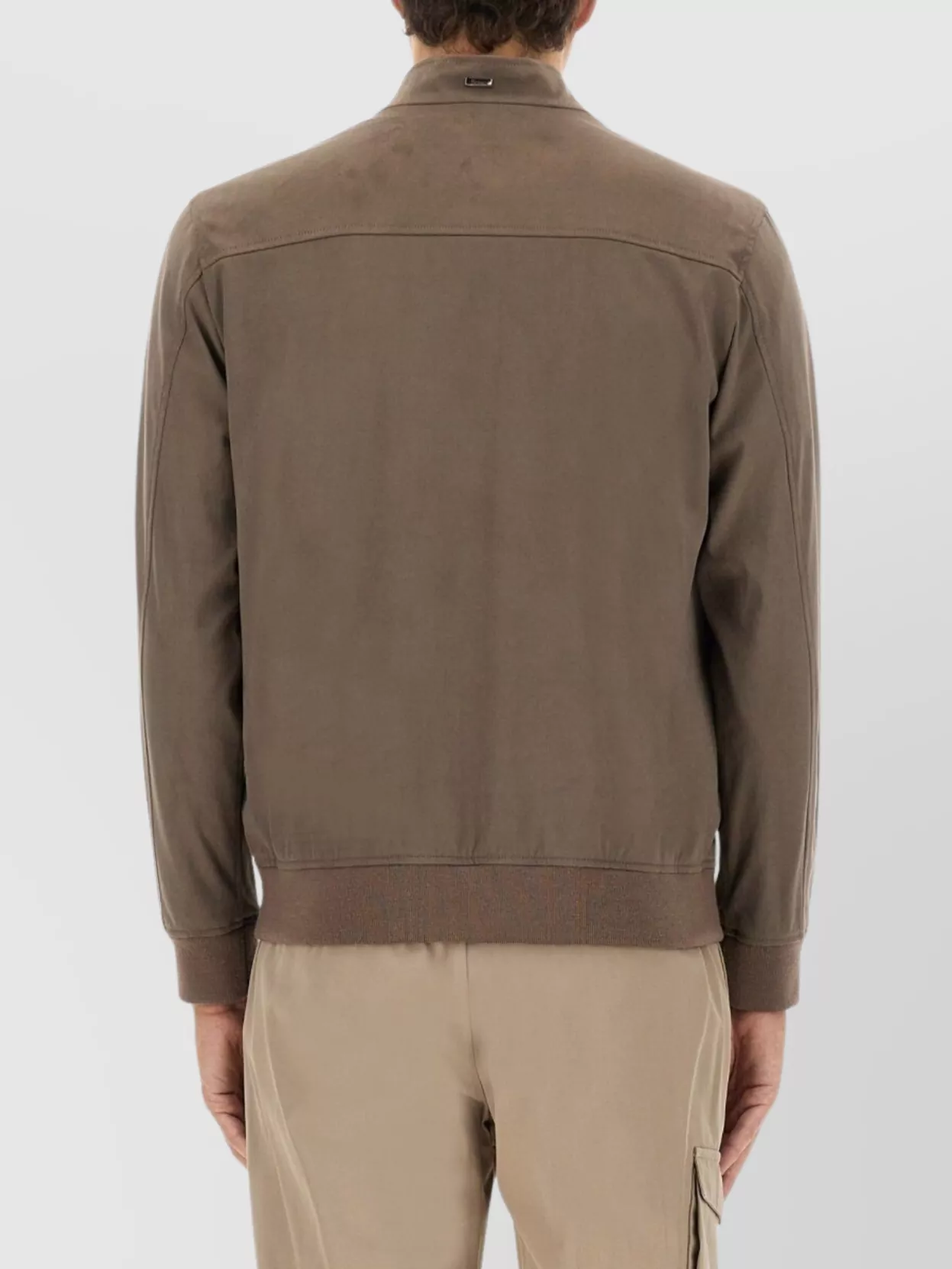 Herno Suede Alternative Bomber Jacket With Long Sleeves In Gray