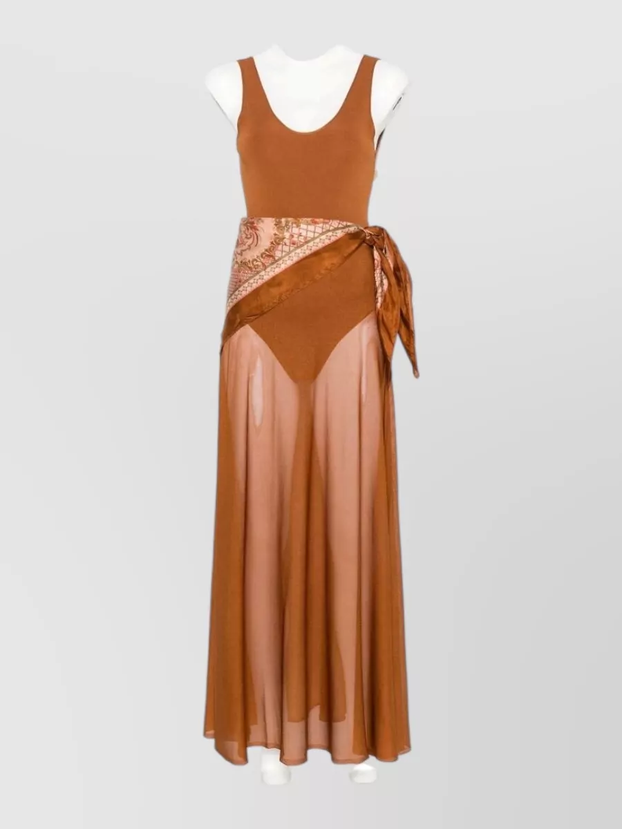 Zimmermann Paisley-print sheer draped-scarf maxi dress