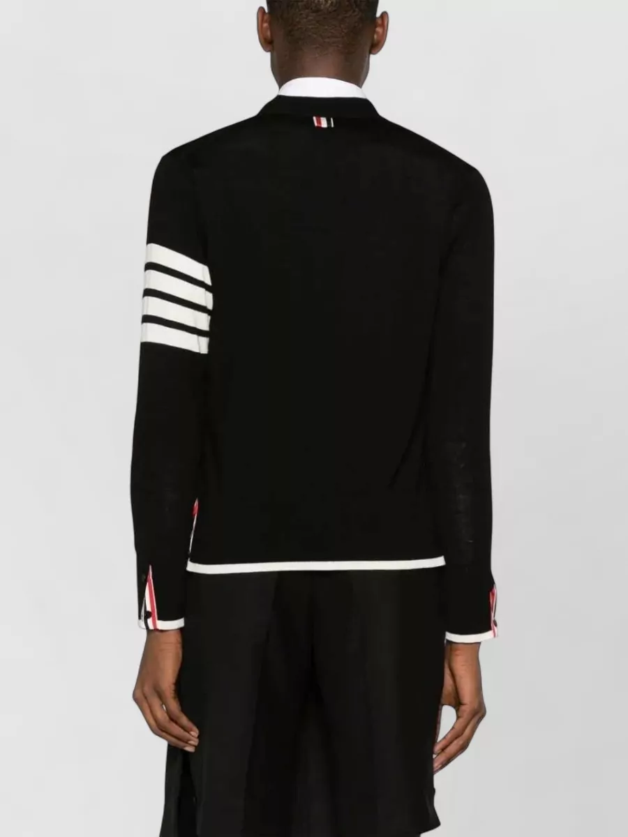 Thom Browne V Neck Merino Wool Cardigan Stripes