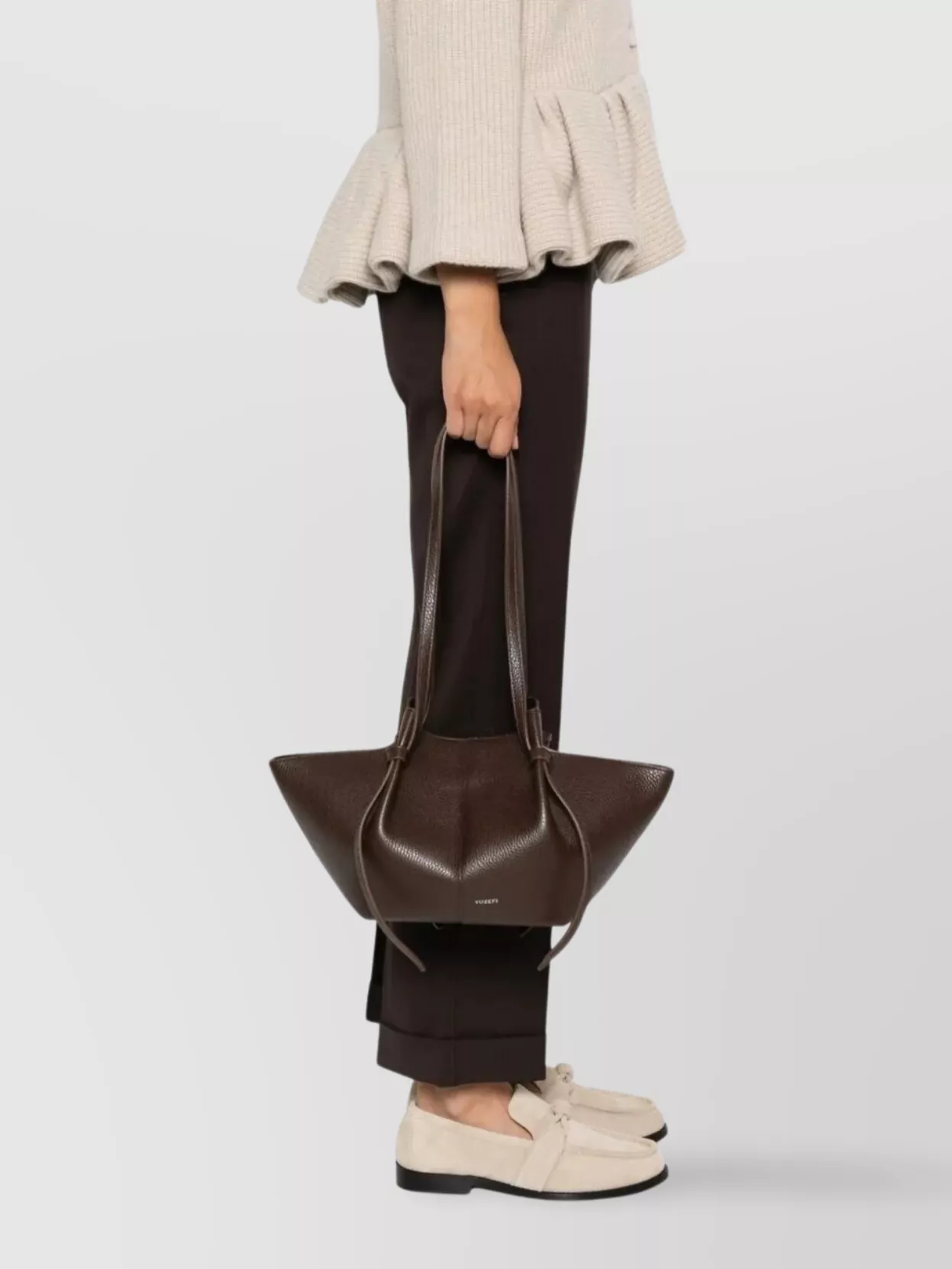 Yuzefi Knotted Strap Structured Leather Shoulder Bag