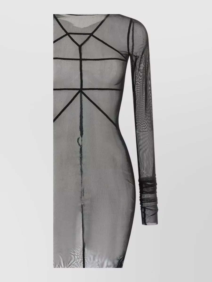 Rick Owens semi-sheer long-sleeve boat neck maxi dress