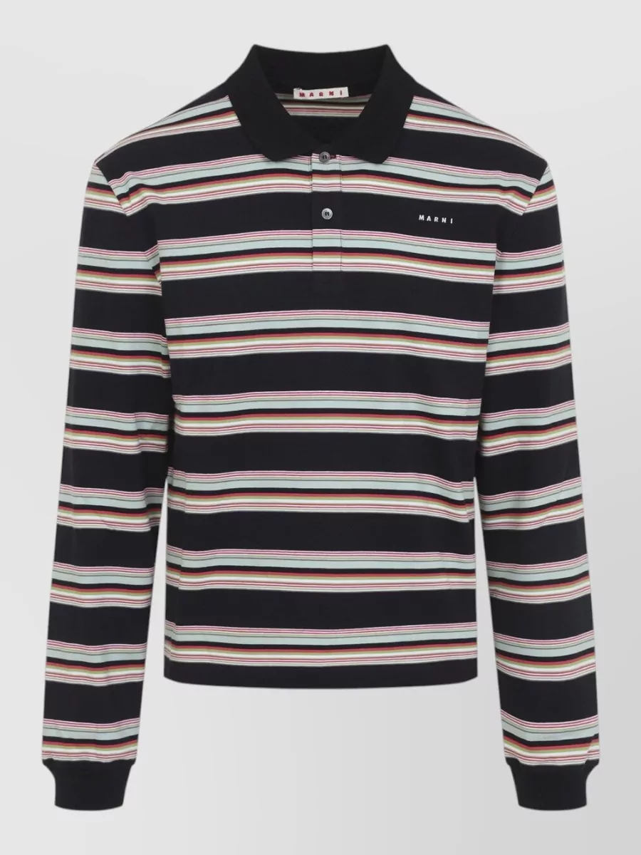 Marni striped cotton long-sleeve polo shirt