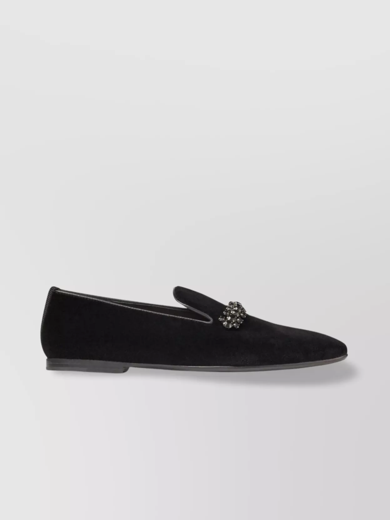 Shop Jimmy Choo Embellished Velvet Pointed Loafers In Black