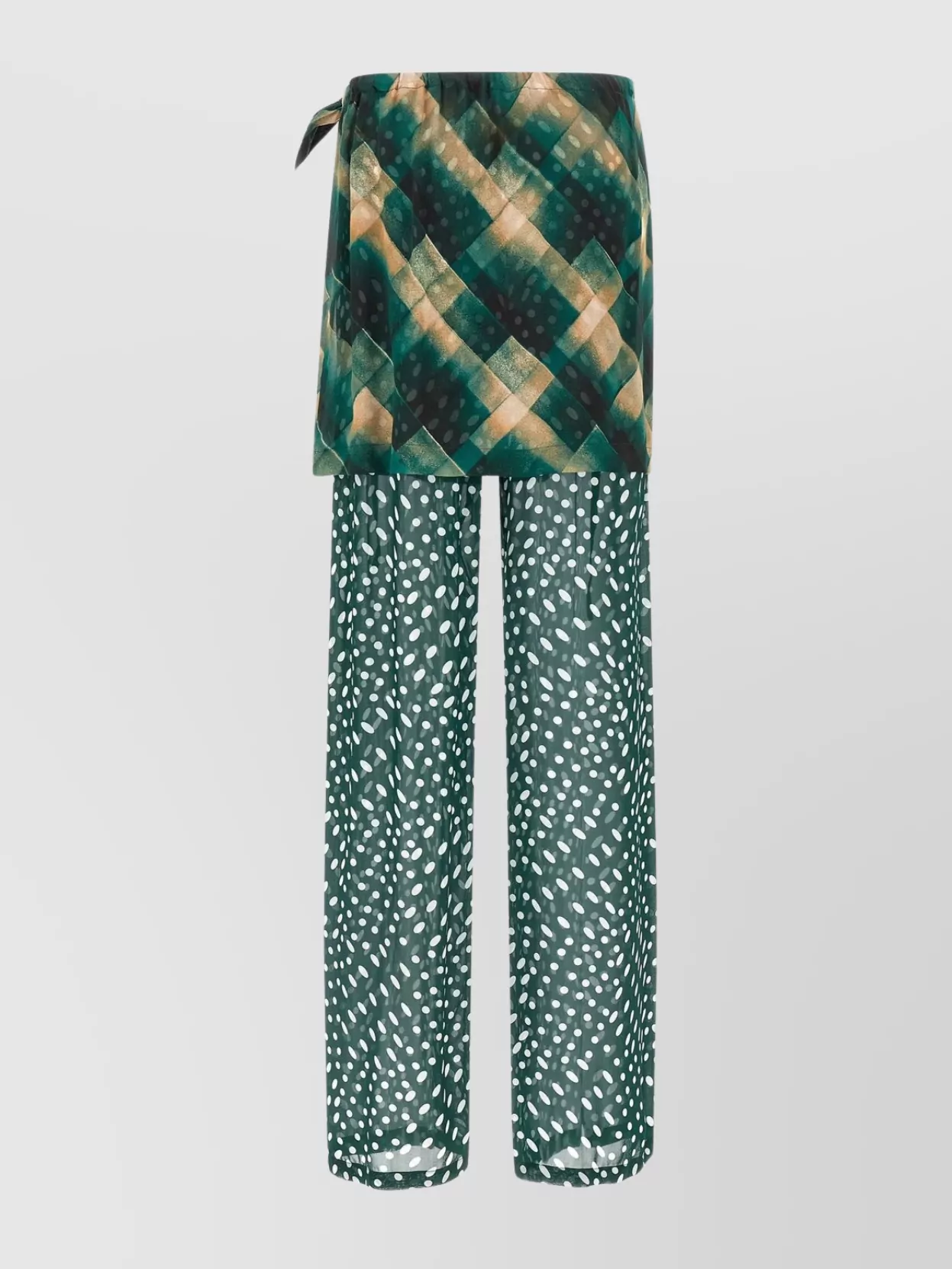 Dries Van Noten Layered Sheer Tie Waist Wrap Trousers In Multi
